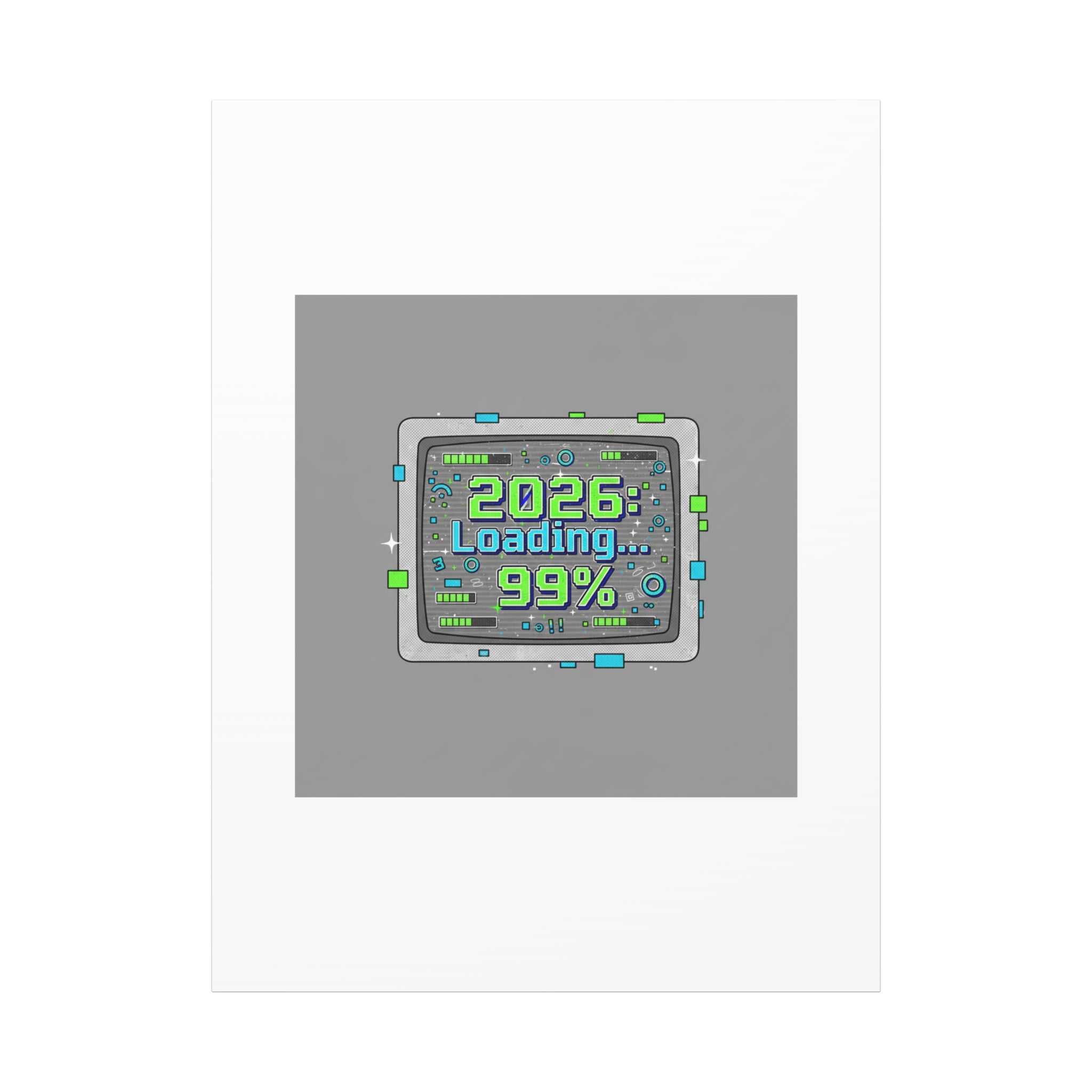 2026 Loading 99% Canvas | NYE countdown, retro system interface