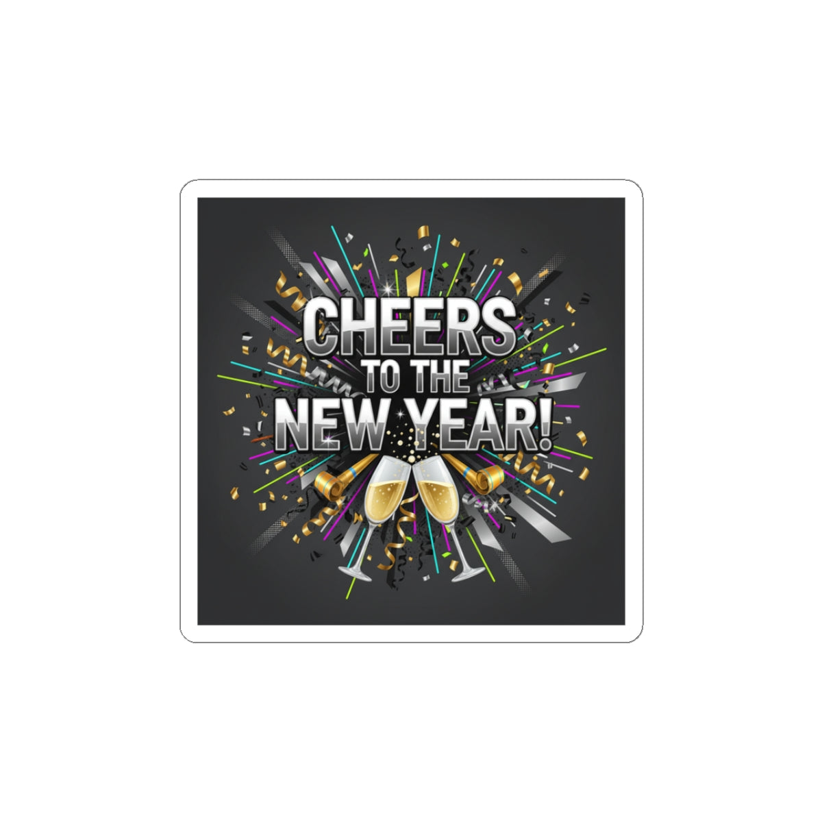 Cheers to the New Year Sticker | NYE countdown, champagne sparkle