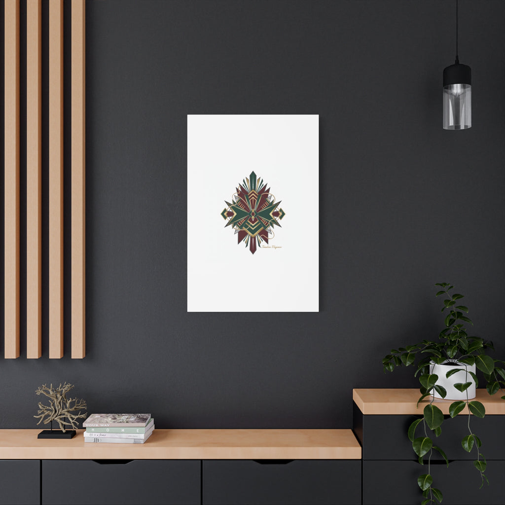 Art Deco geometric brass print Canvas | Neo-Deco chrome & gold fan motif
