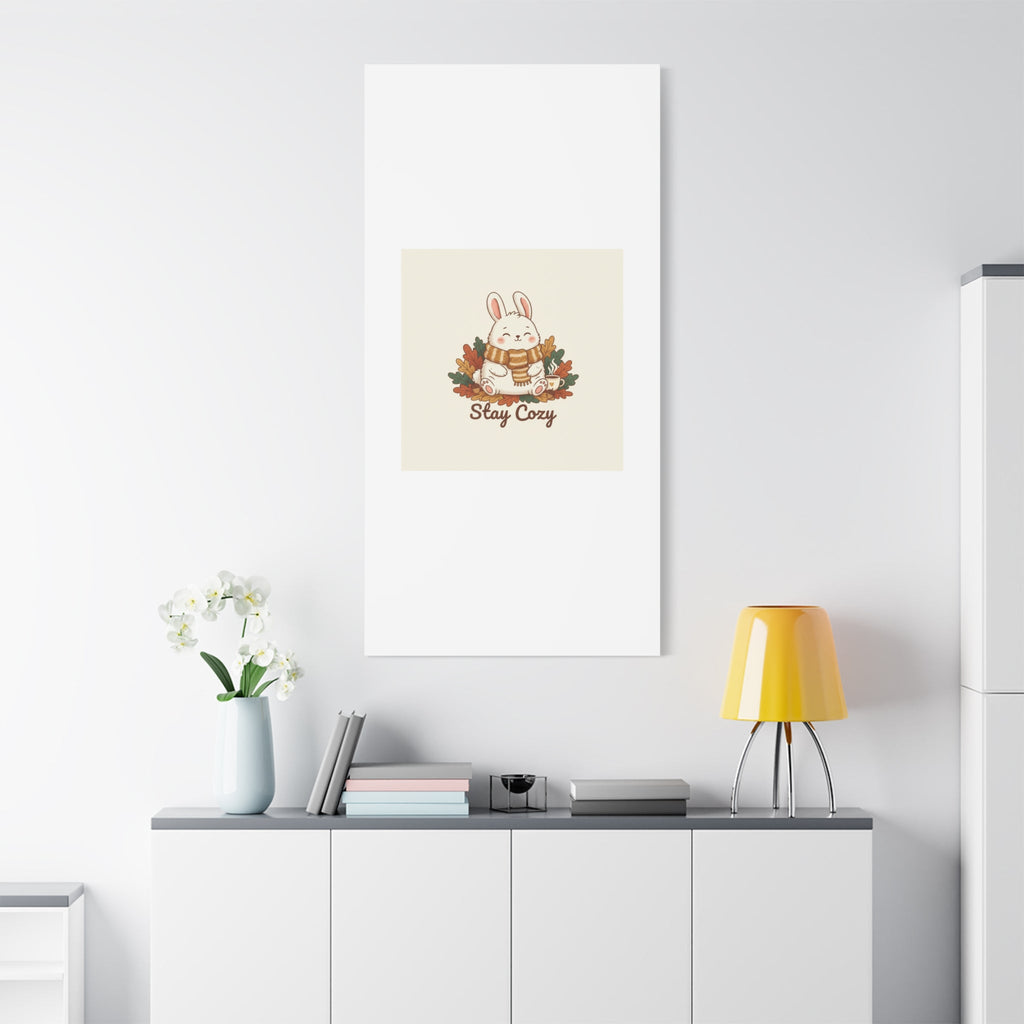 Cozy Bunny Illustration Canvas | Cute Critter Winter Forest Art