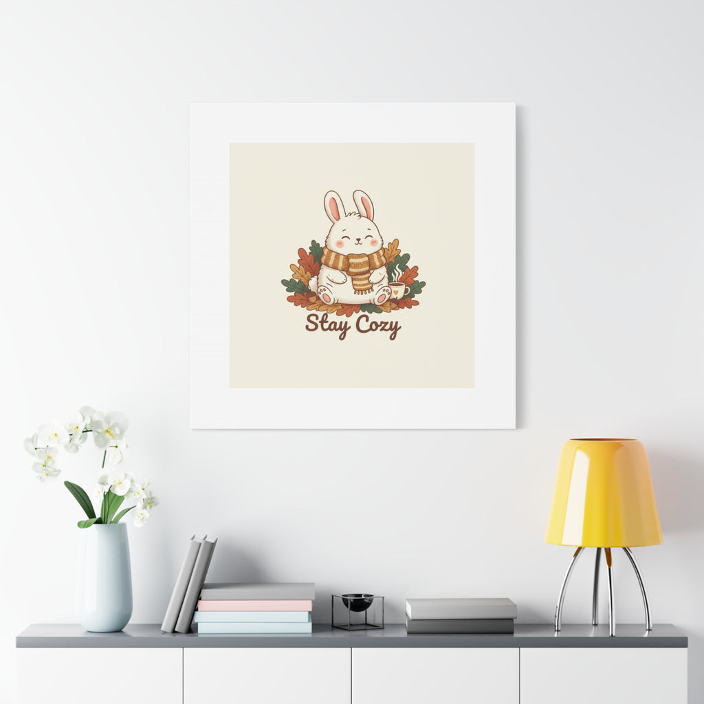Cozy Bunny Illustration Canvas | Cute Critter Winter Forest Art