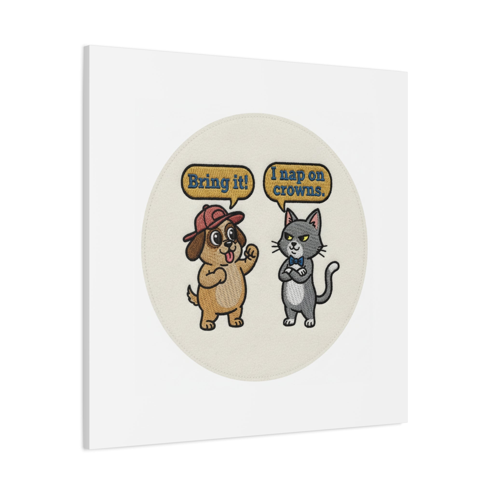 Funny Cat vs Dog Canvas | Pet Rivalry Wall Art