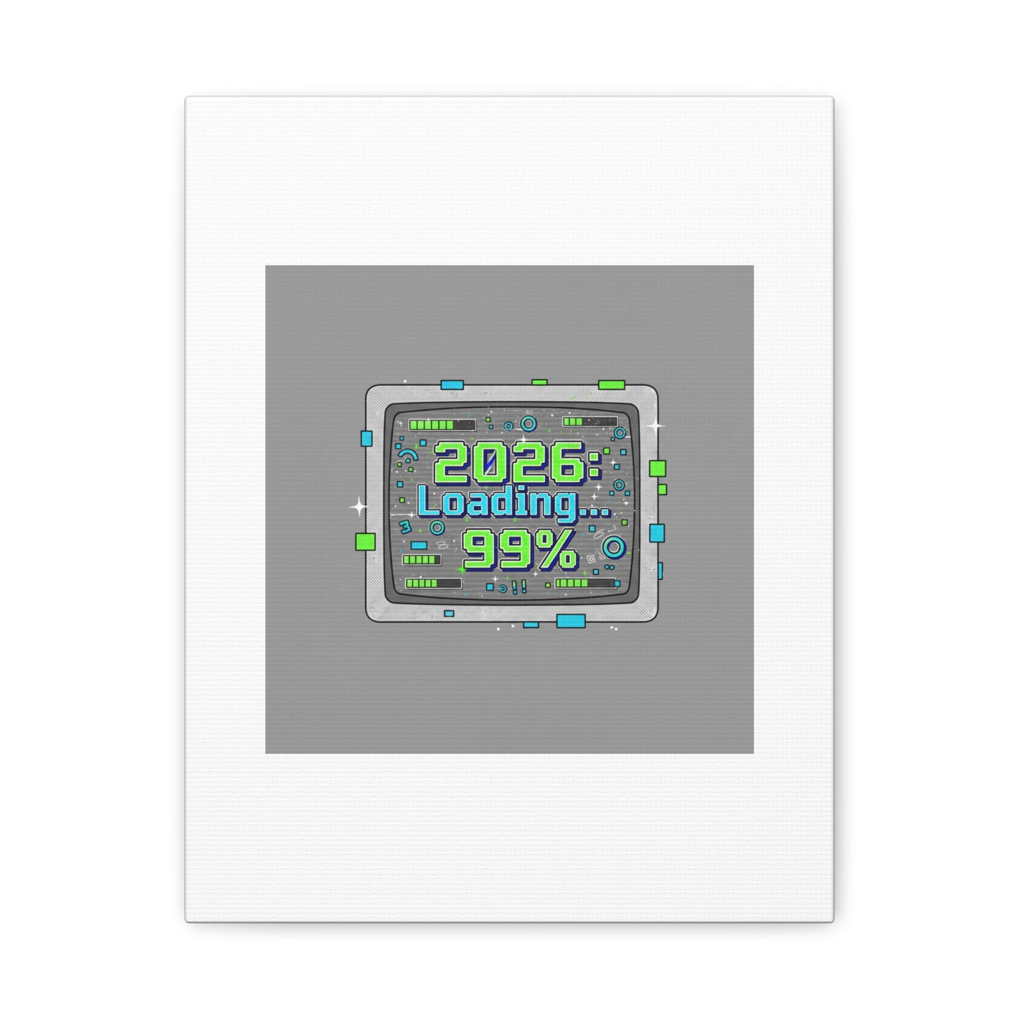 2026 Loading 99% Canvas | NYE countdown, retro system interface