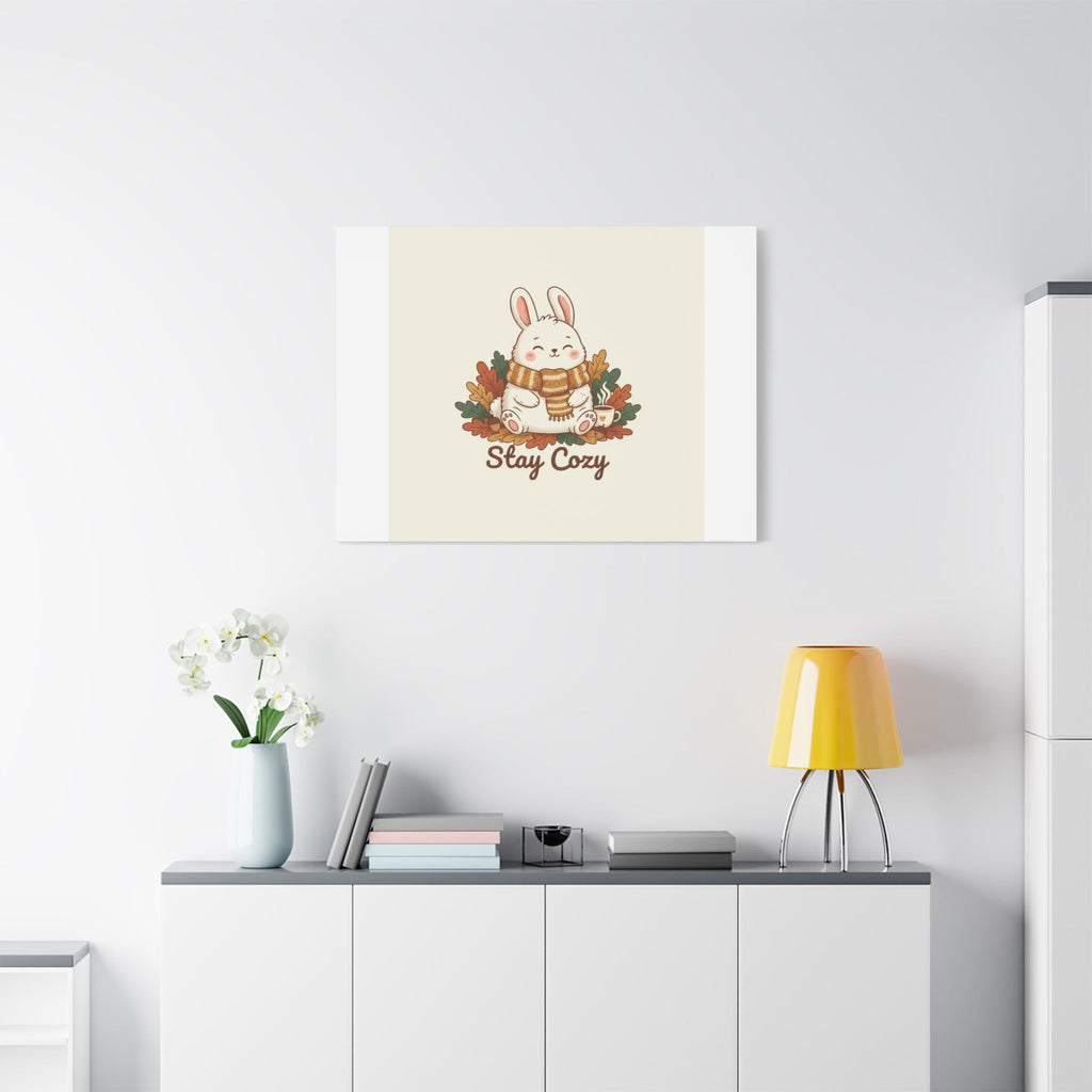 Cozy Bunny Illustration Canvas | Cute Critter Winter Forest Art