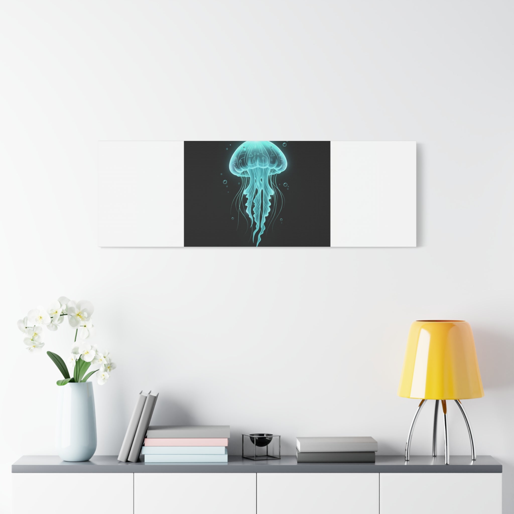 Bioluminescent Jellyfish Art Canvas | Deep Sea Aesthetic, Neon Glow