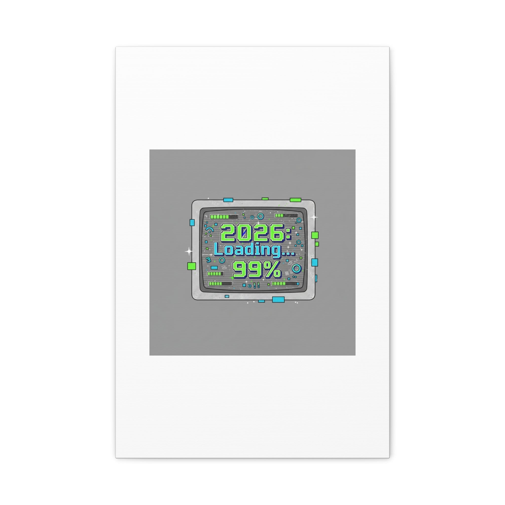 2026 Loading 99% Canvas | NYE countdown, retro system interface