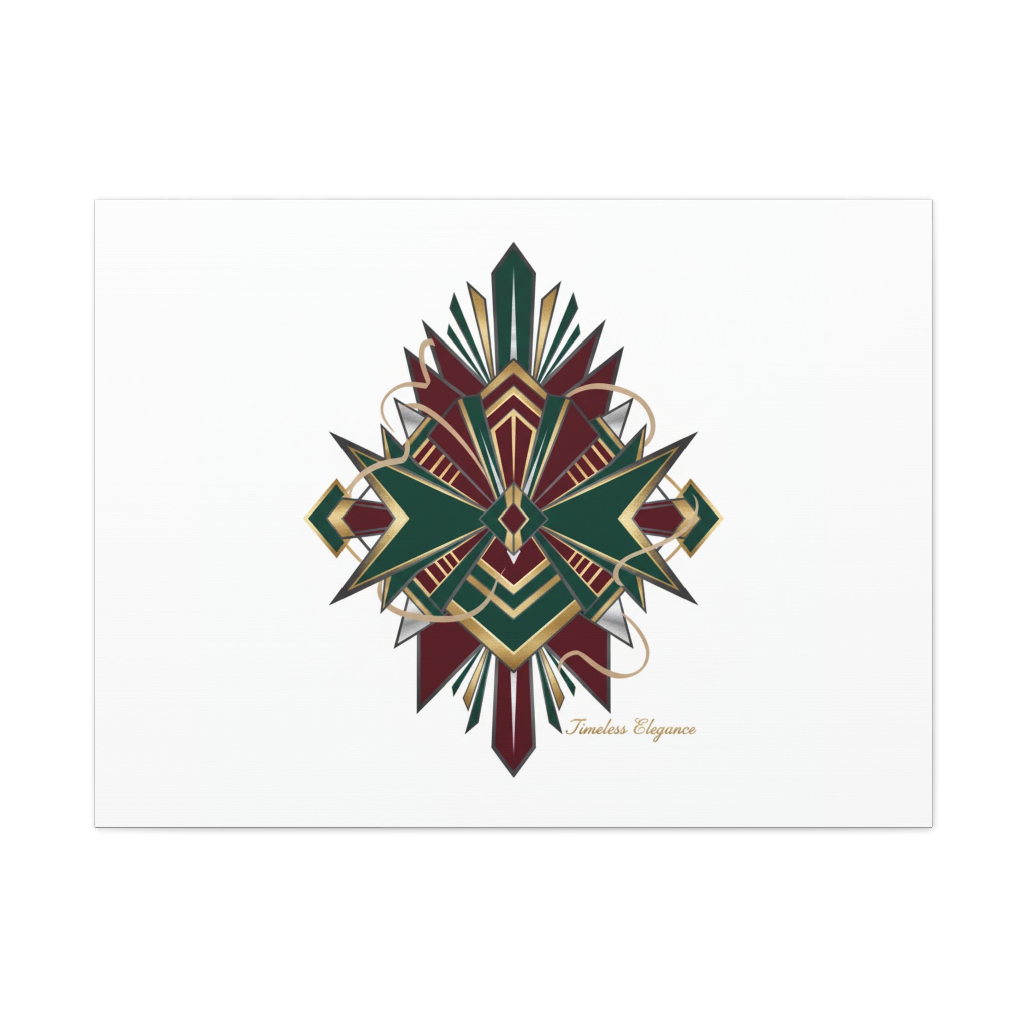 Art Deco geometric brass print Canvas | Neo-Deco chrome & gold fan motif