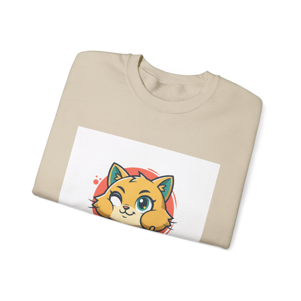 Cute Cheeky Kitty Illustration Sweatshirt | Rodent-Core Cute-Meets-Subversive