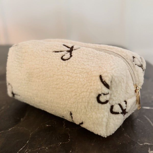 Boucle Bow Cosmetic Case - Soft Structured Makeup
