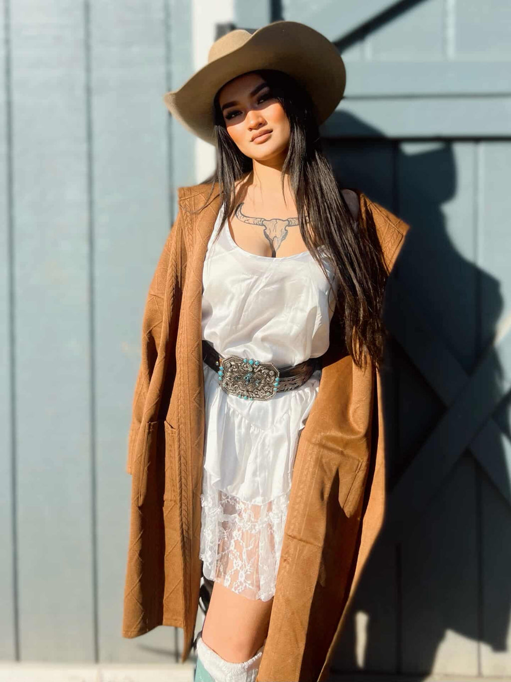 Collared Button-Up Drop Shoulder Sweater Coat