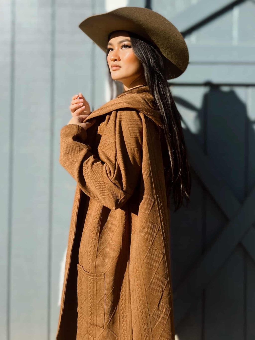 Collared Button-Up Drop Shoulder Sweater Coat