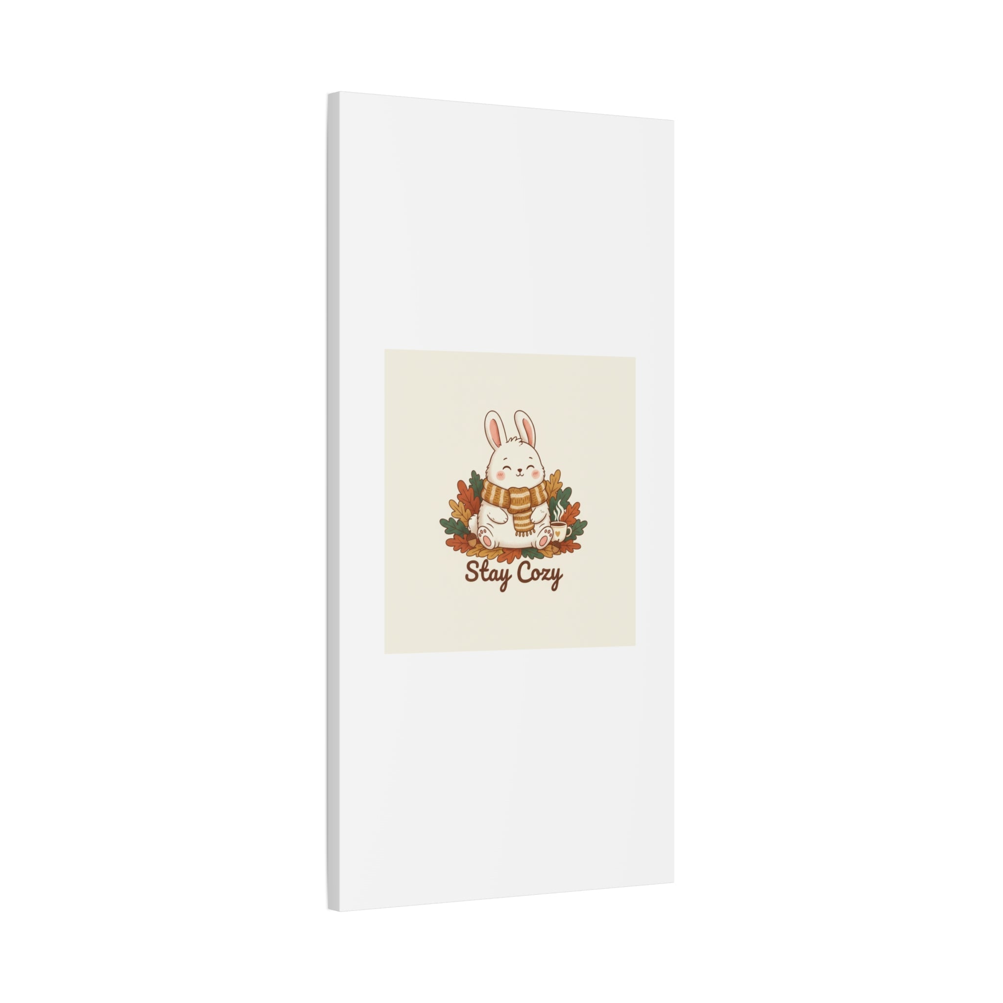 Cozy Bunny Illustration Canvas | Cute Critter Winter Forest Art
