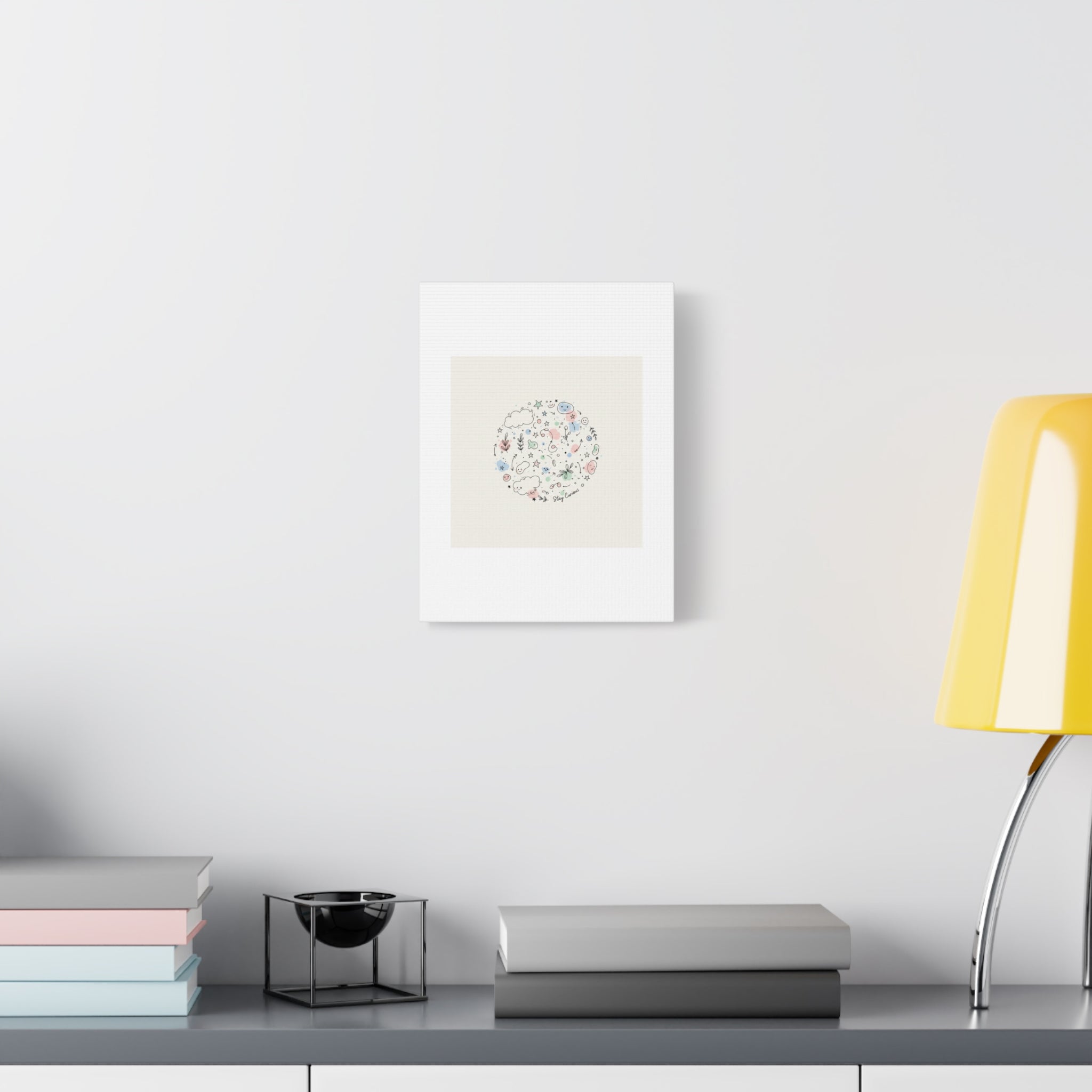 Doodle Circle Line Drawing Matte Canvas, Hand-Drawn Sketch Art