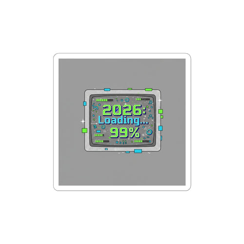 2026 Loading 99% Kiss-Cut Stickers | NYE countdown, retro system UI