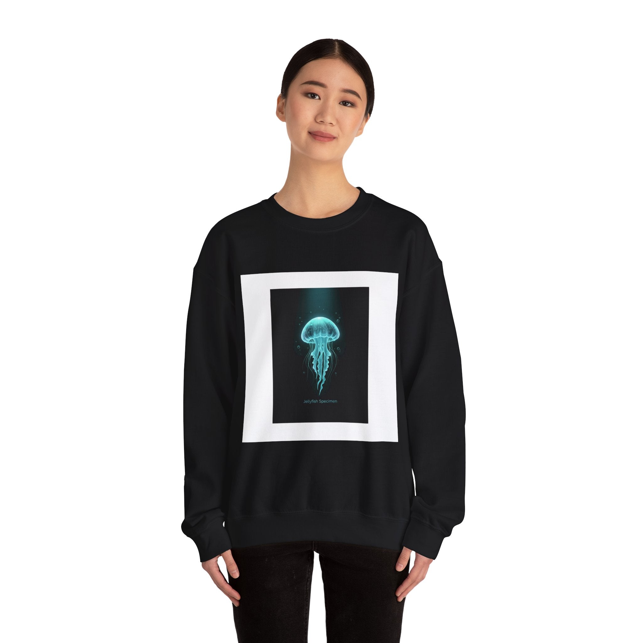 Bioluminescent Jellyfish Crewneck Sweatshirt | neon jelly print, deep-sea aesthetic