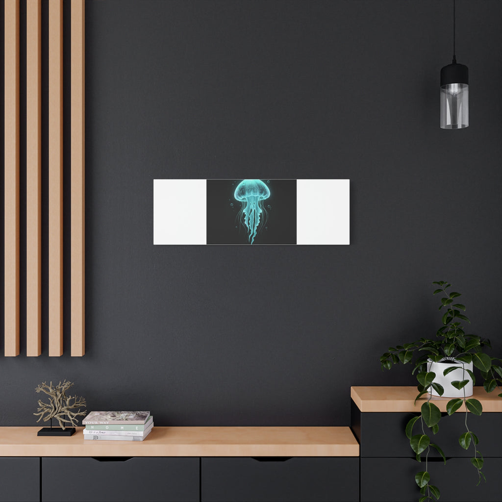 Bioluminescent Jellyfish Art Canvas | Deep Sea Aesthetic, Neon Glow