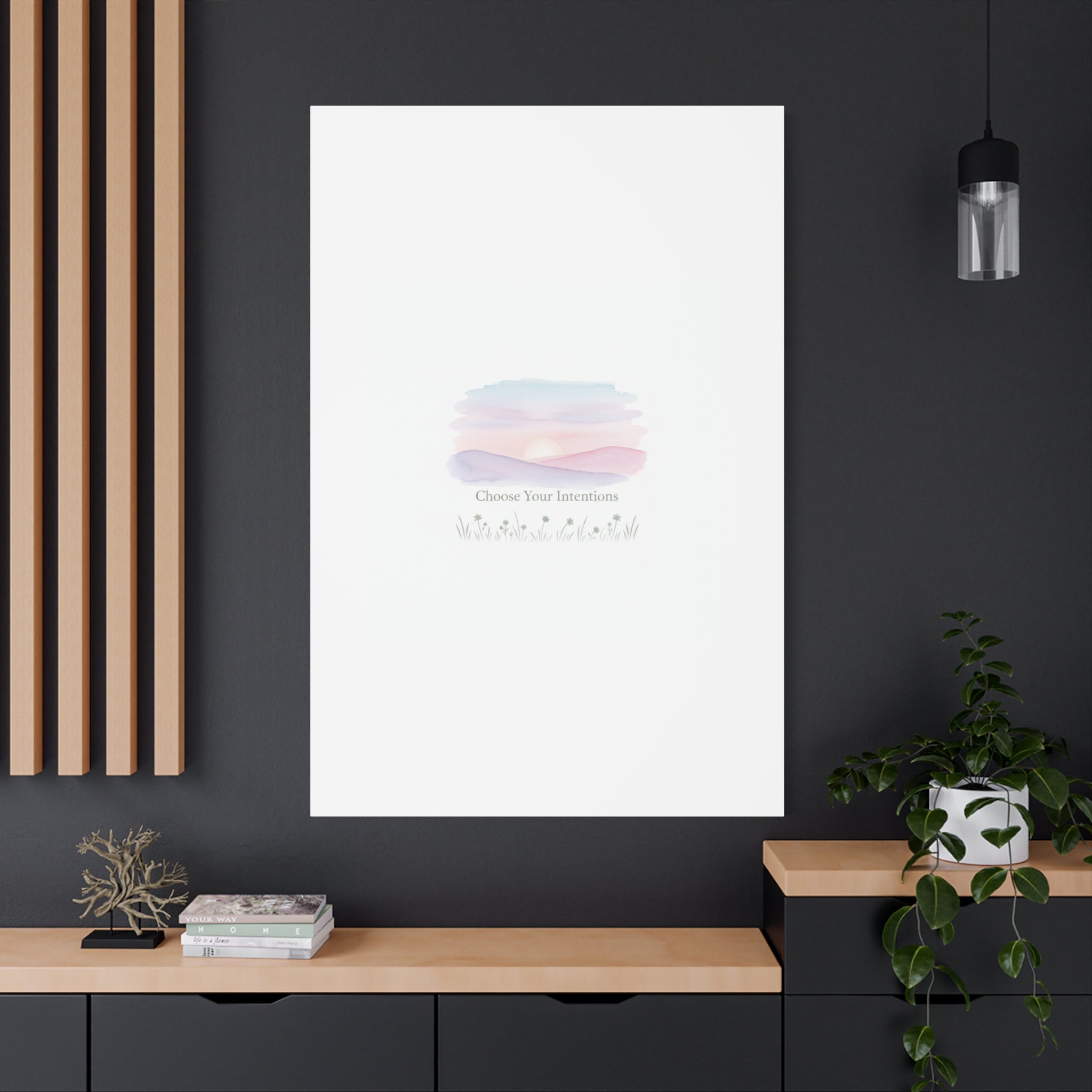 Choose Your Intentions Canvas, soft wellness poster, pastel gradient mindfulness art