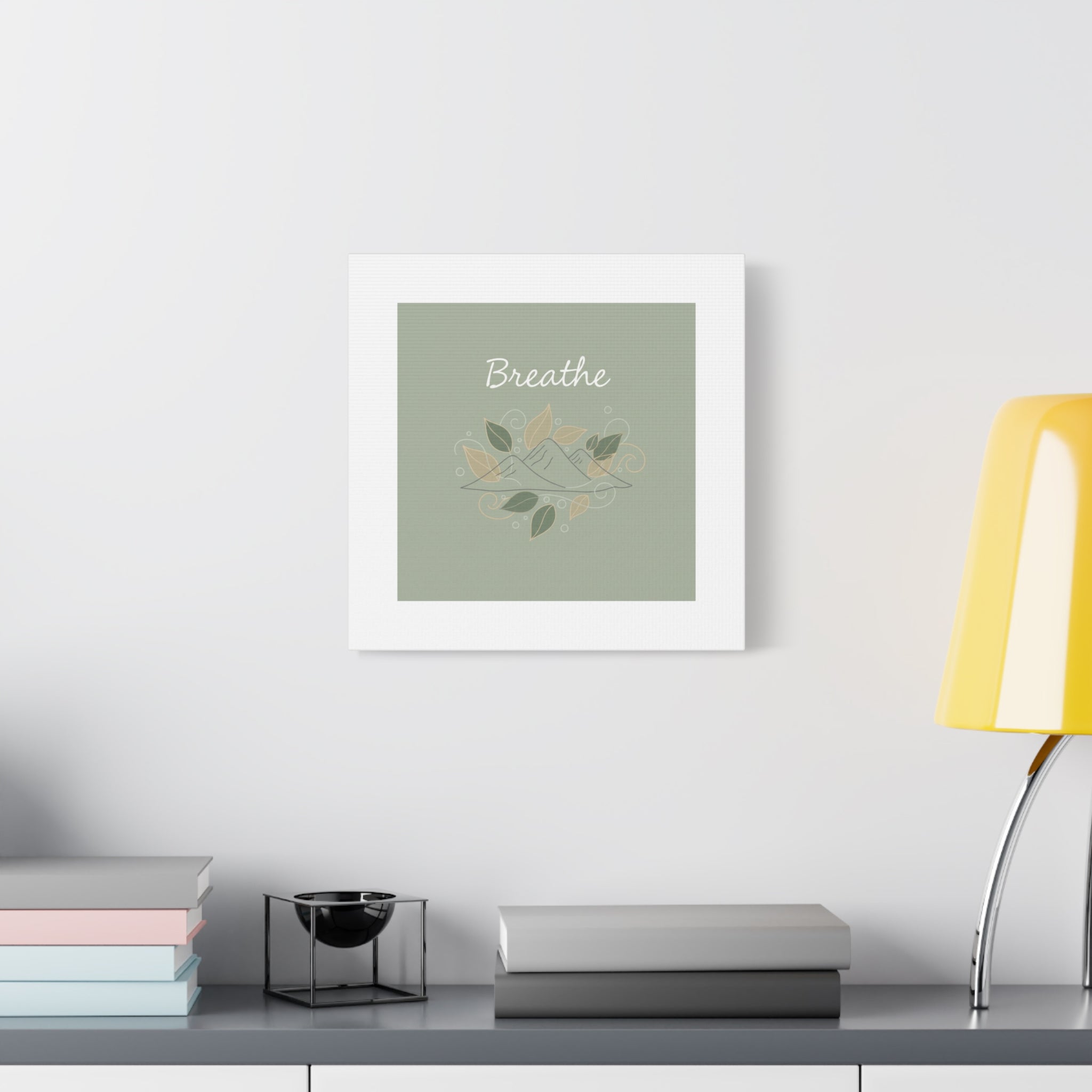 Breathe Mountain Line Canvas | Nature Symbols, Minimal Forest Wall Art
