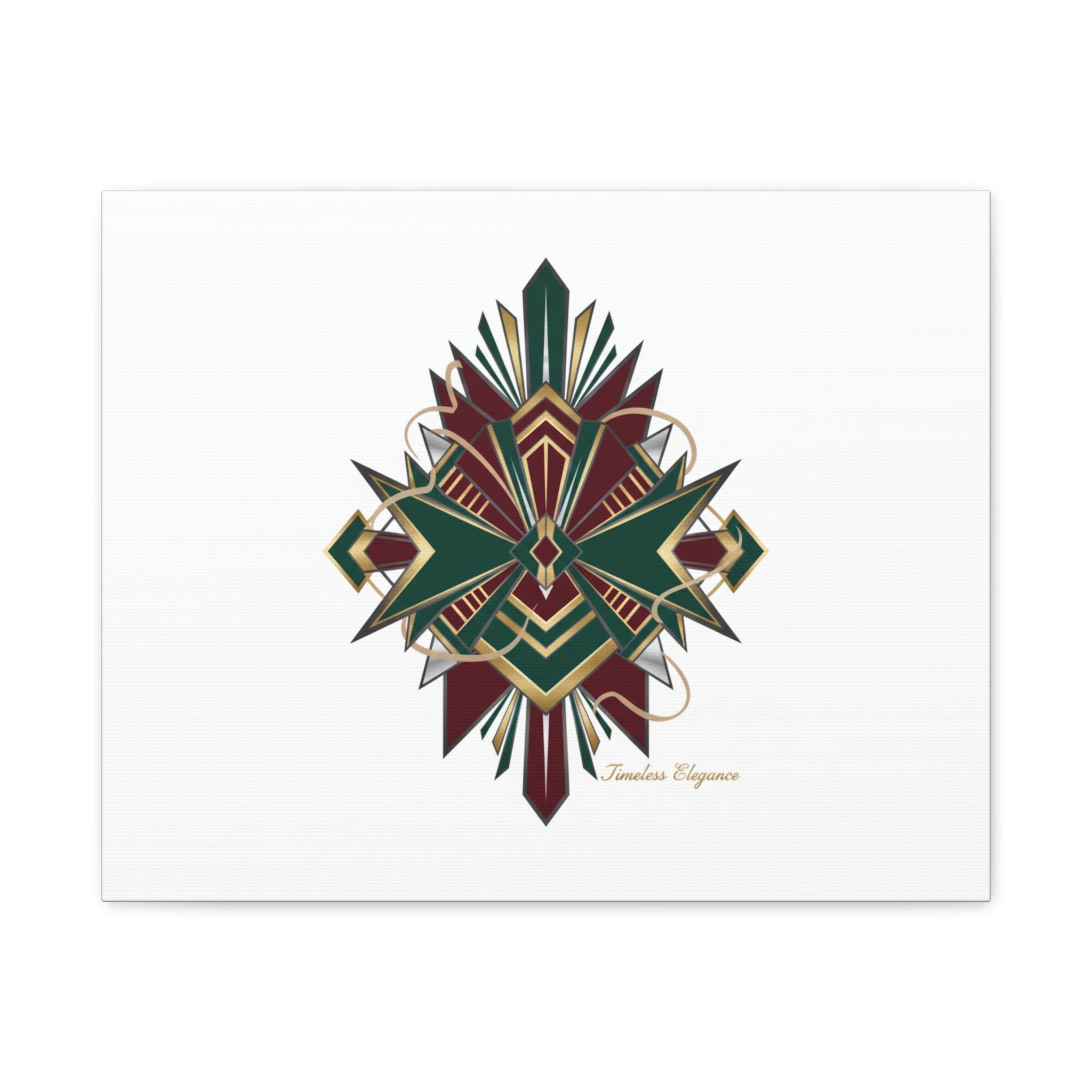 Art Deco geometric brass print Canvas | Neo-Deco chrome & gold fan motif