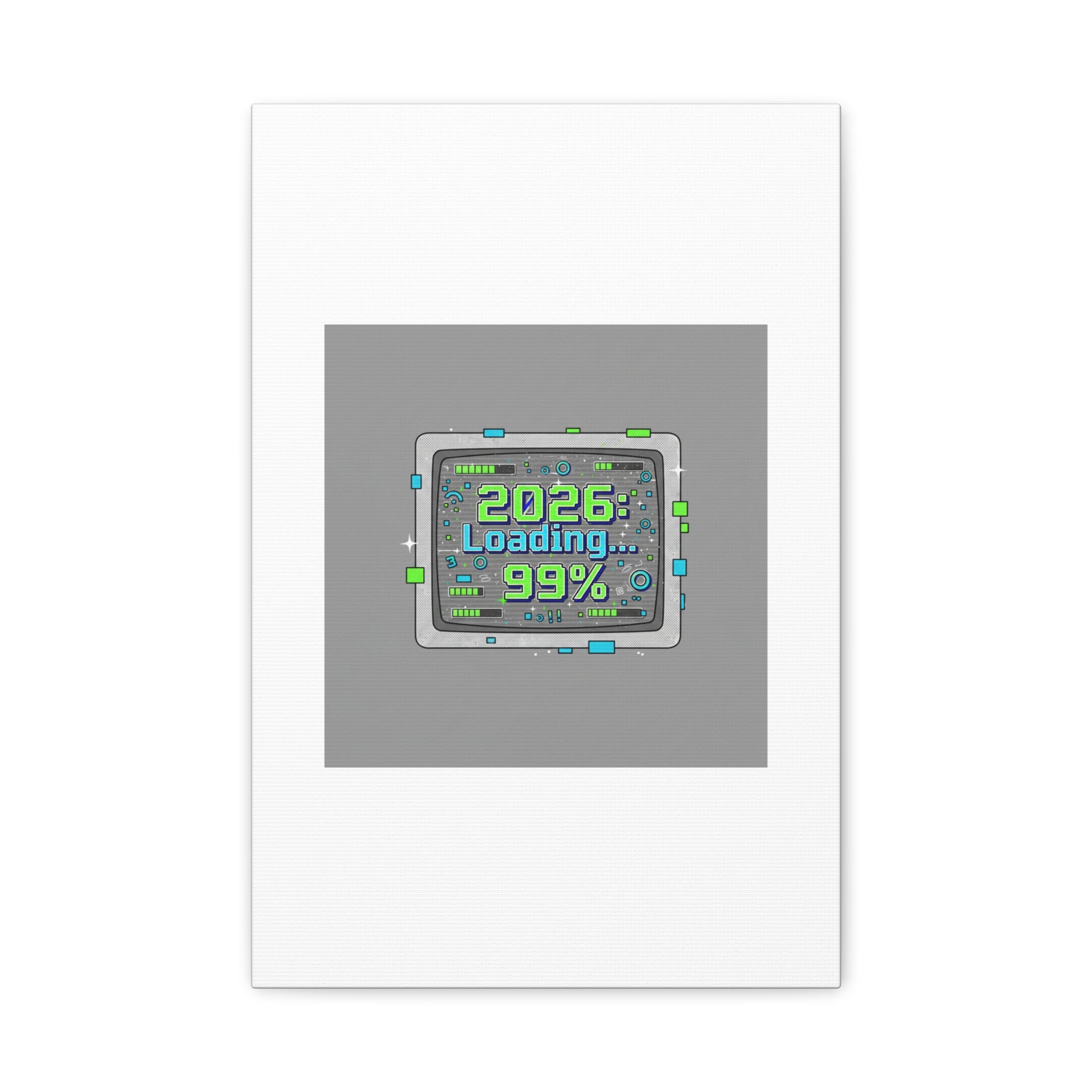 2026 Loading 99% Canvas | NYE countdown, retro system interface
