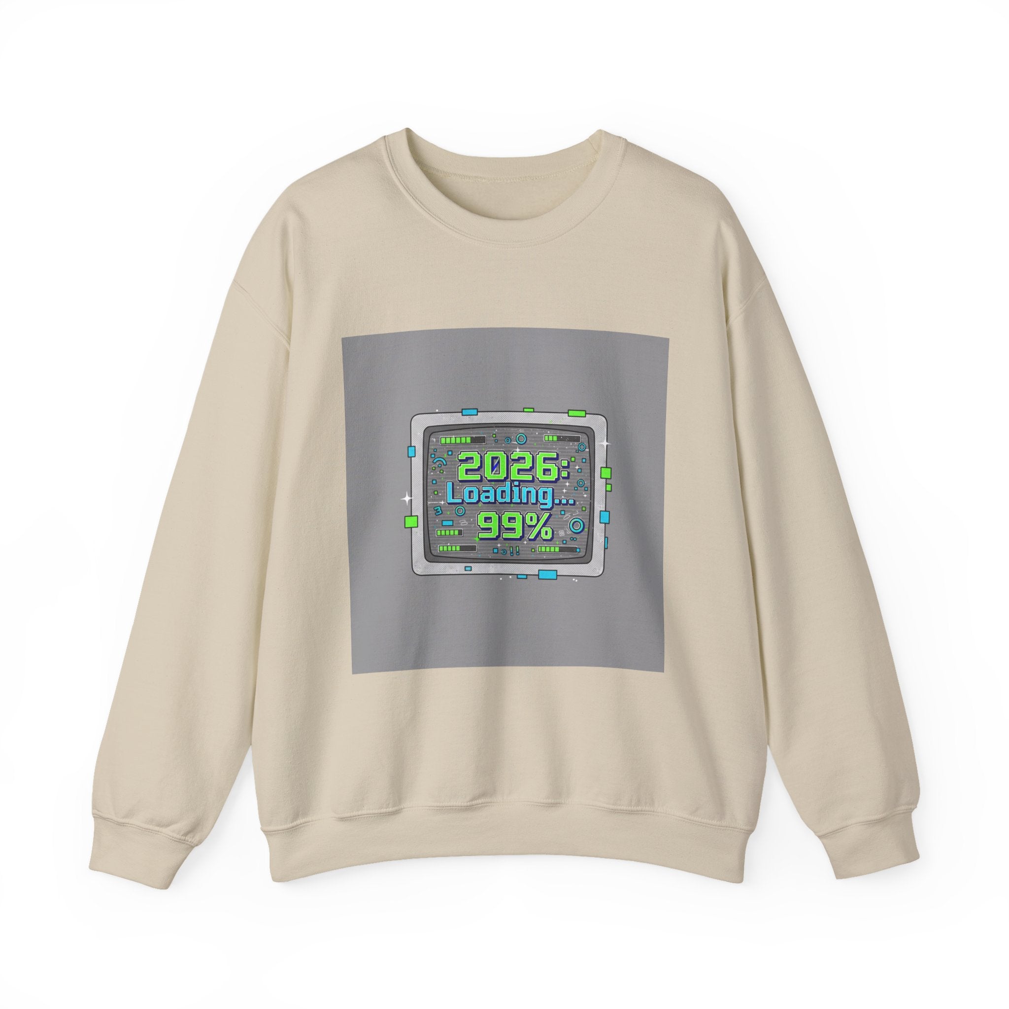 2026 Loading 99% Crewneck Sweatshirt | NYE countdown, retro system UI