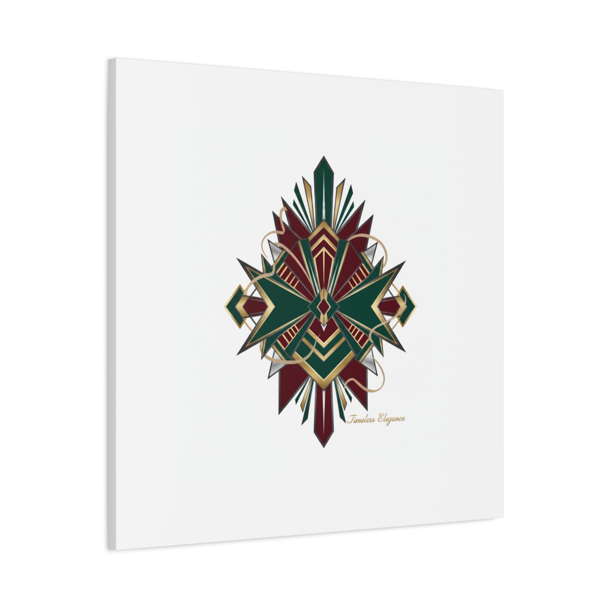 Art Deco geometric brass print Canvas | Neo-Deco chrome & gold fan motif
