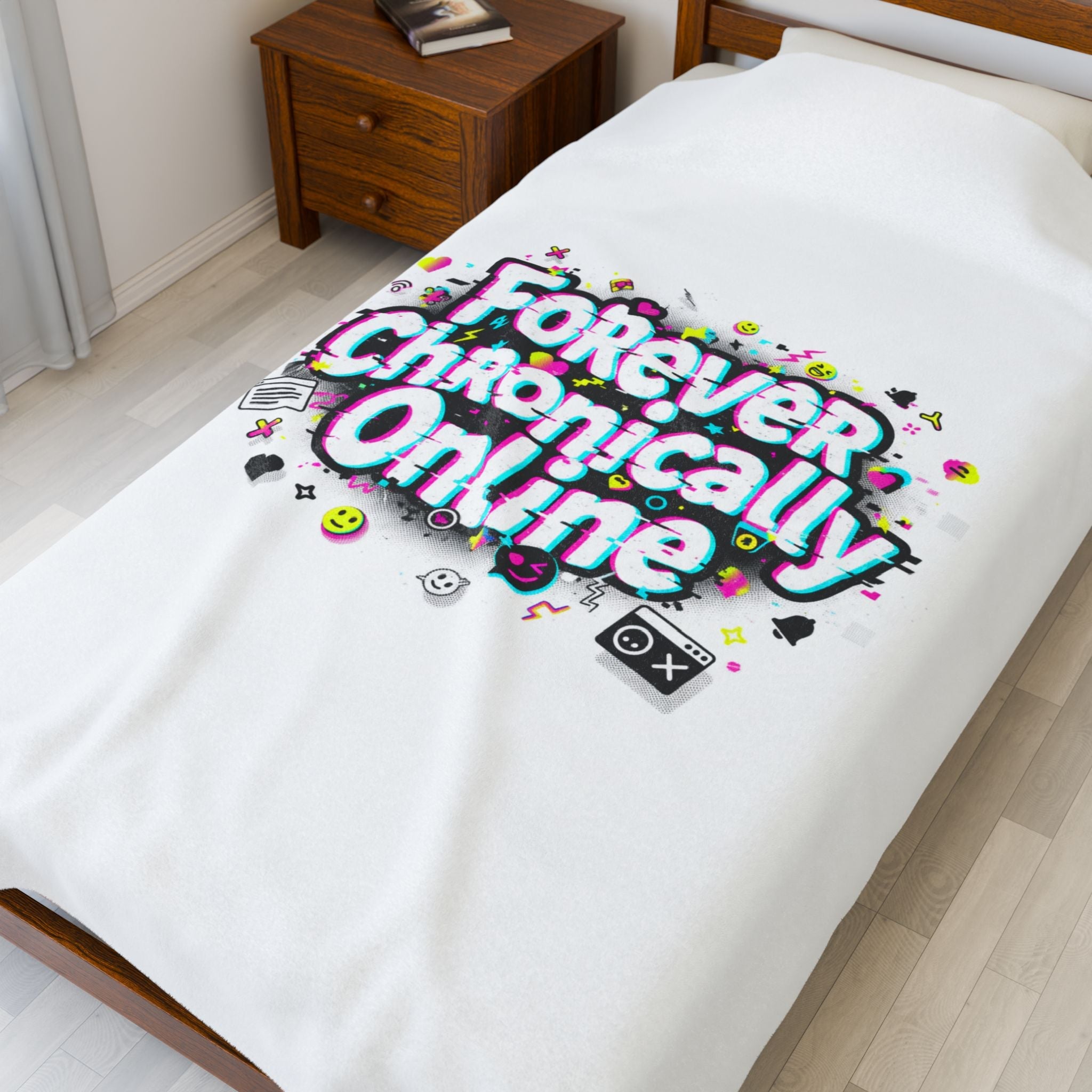 Forever Chronically Online Velveteen Blanket | brainrot, internet meme culture