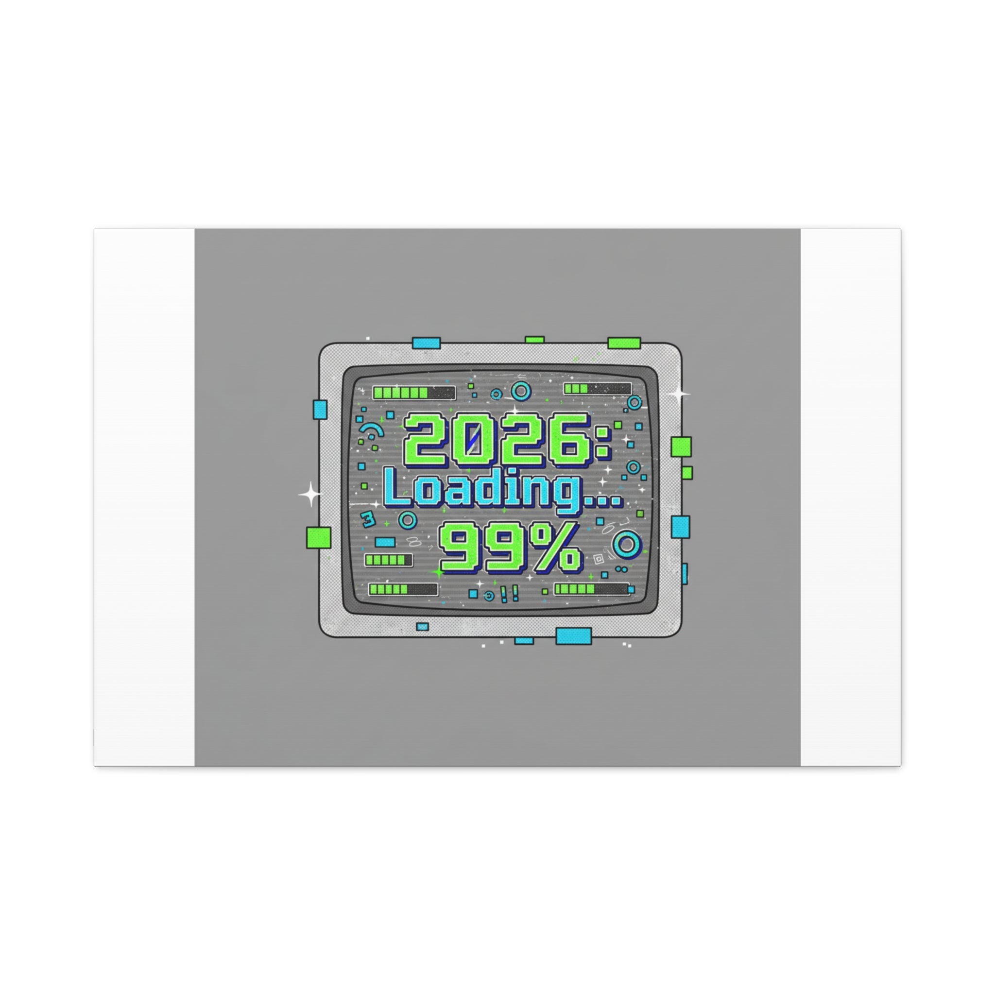2026 Loading 99% Canvas | NYE countdown, retro system interface