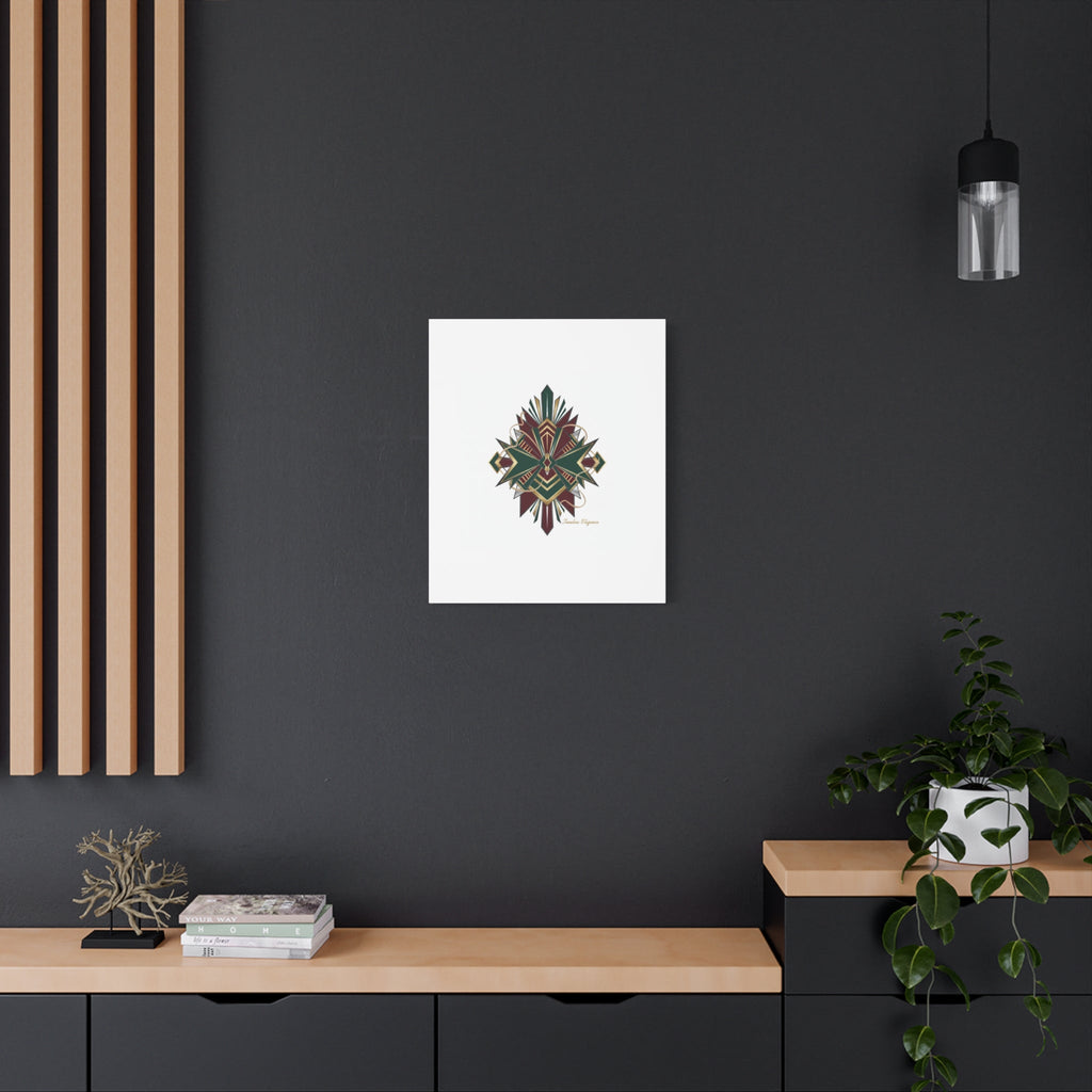 Art Deco geometric brass print Canvas | Neo-Deco chrome & gold fan motif