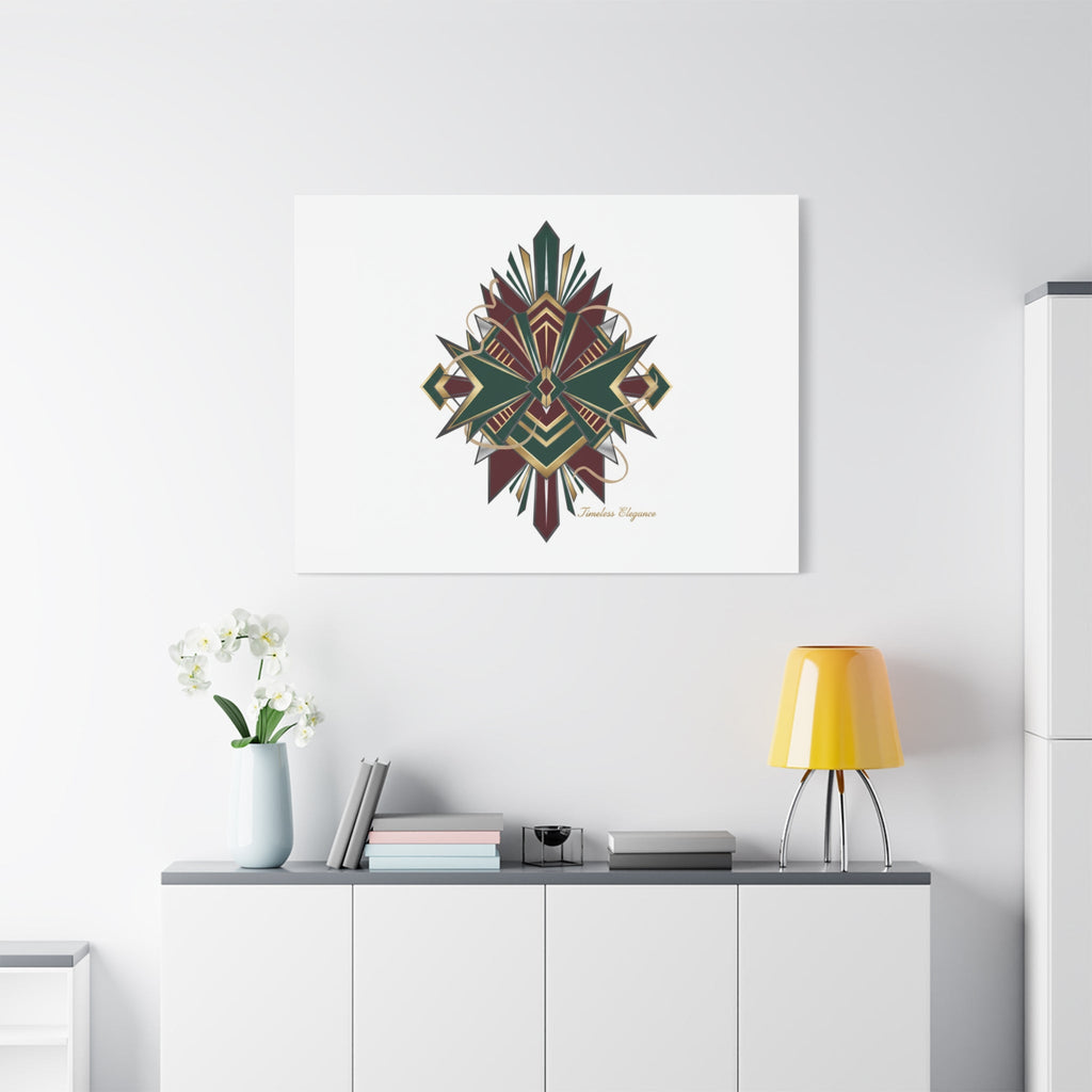 Art Deco geometric brass print Canvas | Neo-Deco chrome & gold fan motif