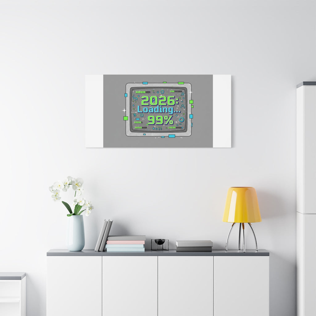 2026 Loading 99% Canvas | NYE countdown, retro system interface