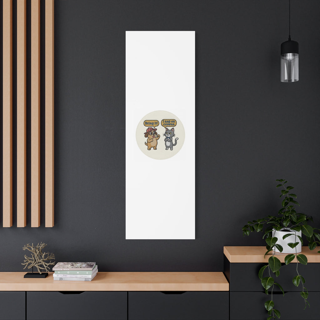 Funny Cat vs Dog Canvas | Pet Rivalry Wall Art