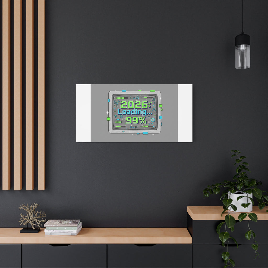 2026 Loading 99% Canvas | NYE countdown, retro system interface