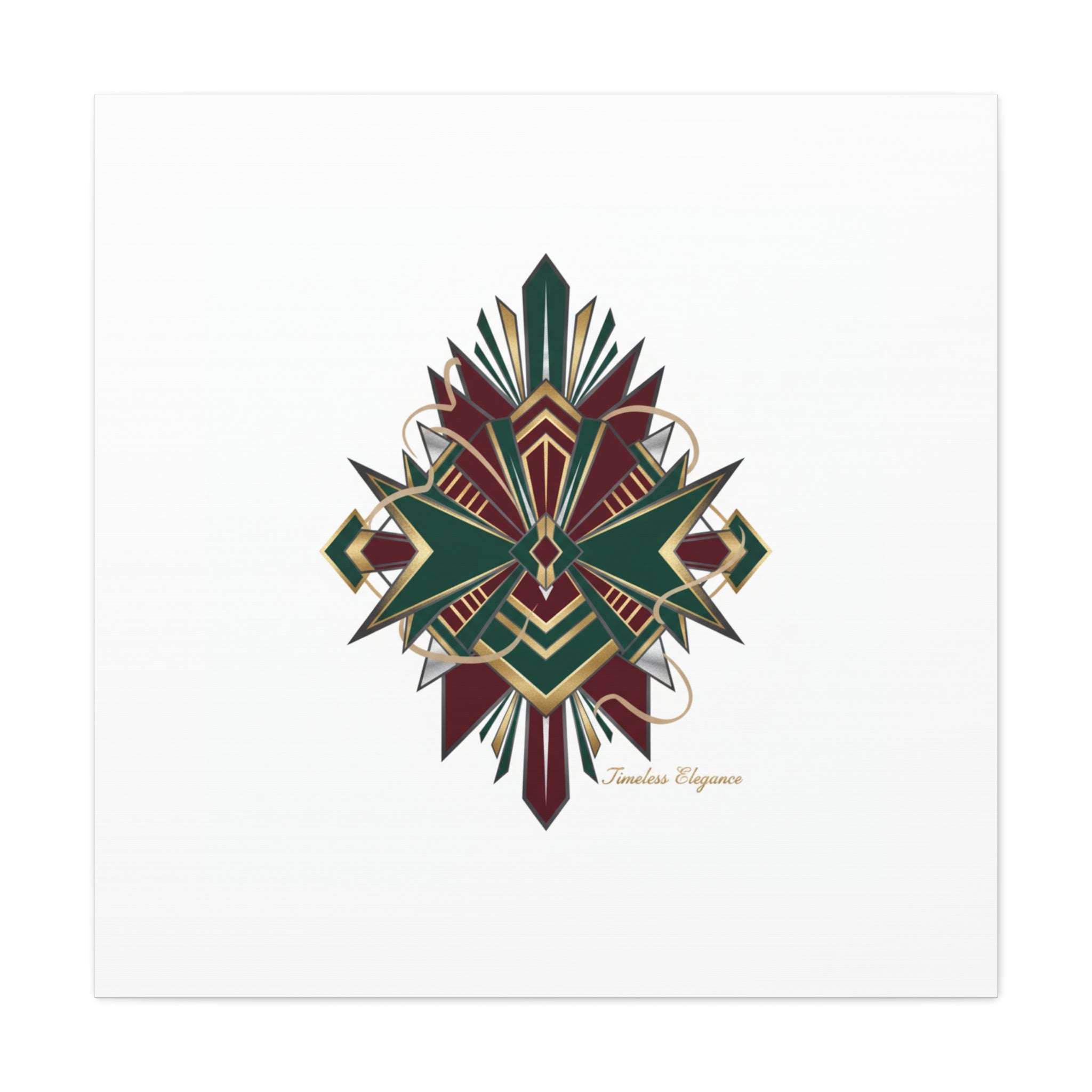 Art Deco geometric brass print Canvas | Neo-Deco chrome & gold fan motif