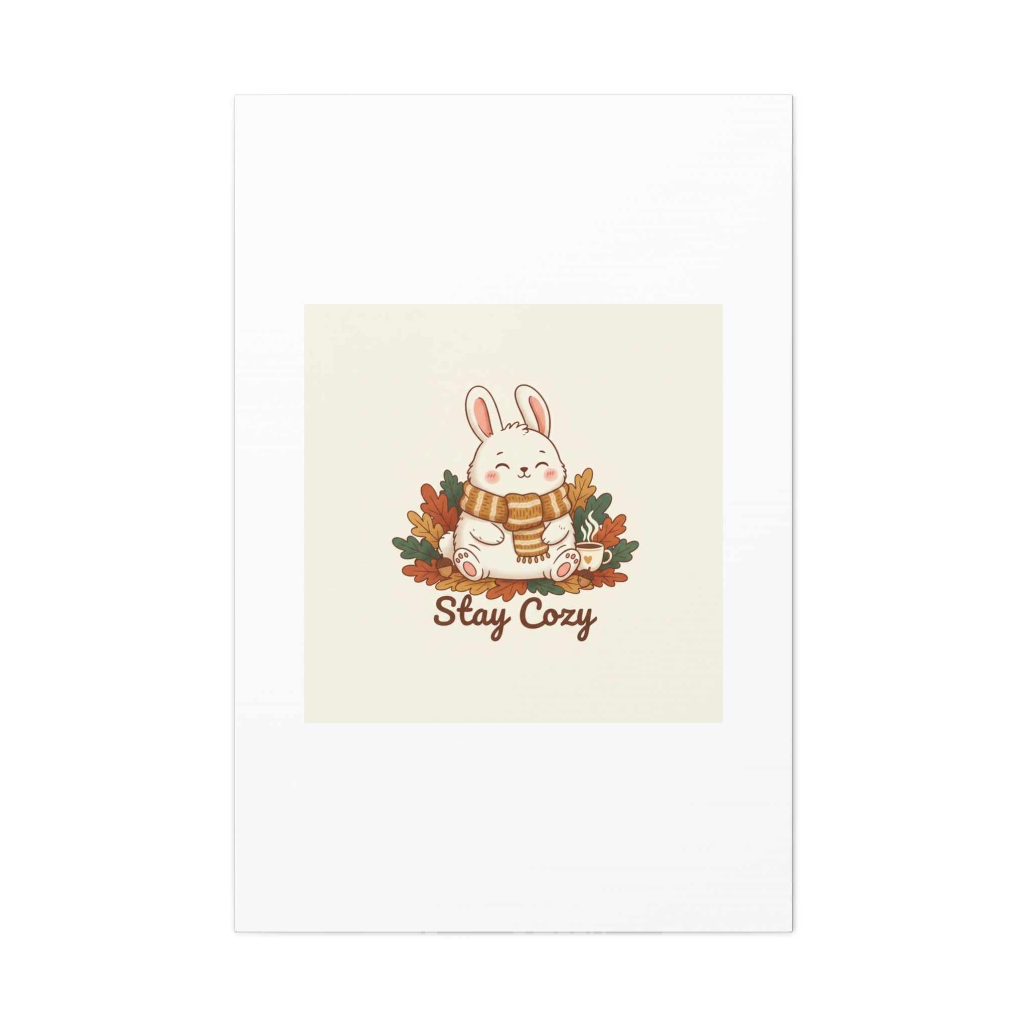 Cozy Bunny Illustration Canvas | Cute Critter Winter Forest Art