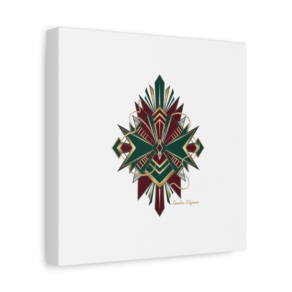 Art Deco geometric brass print Canvas | Neo-Deco chrome & gold fan motif