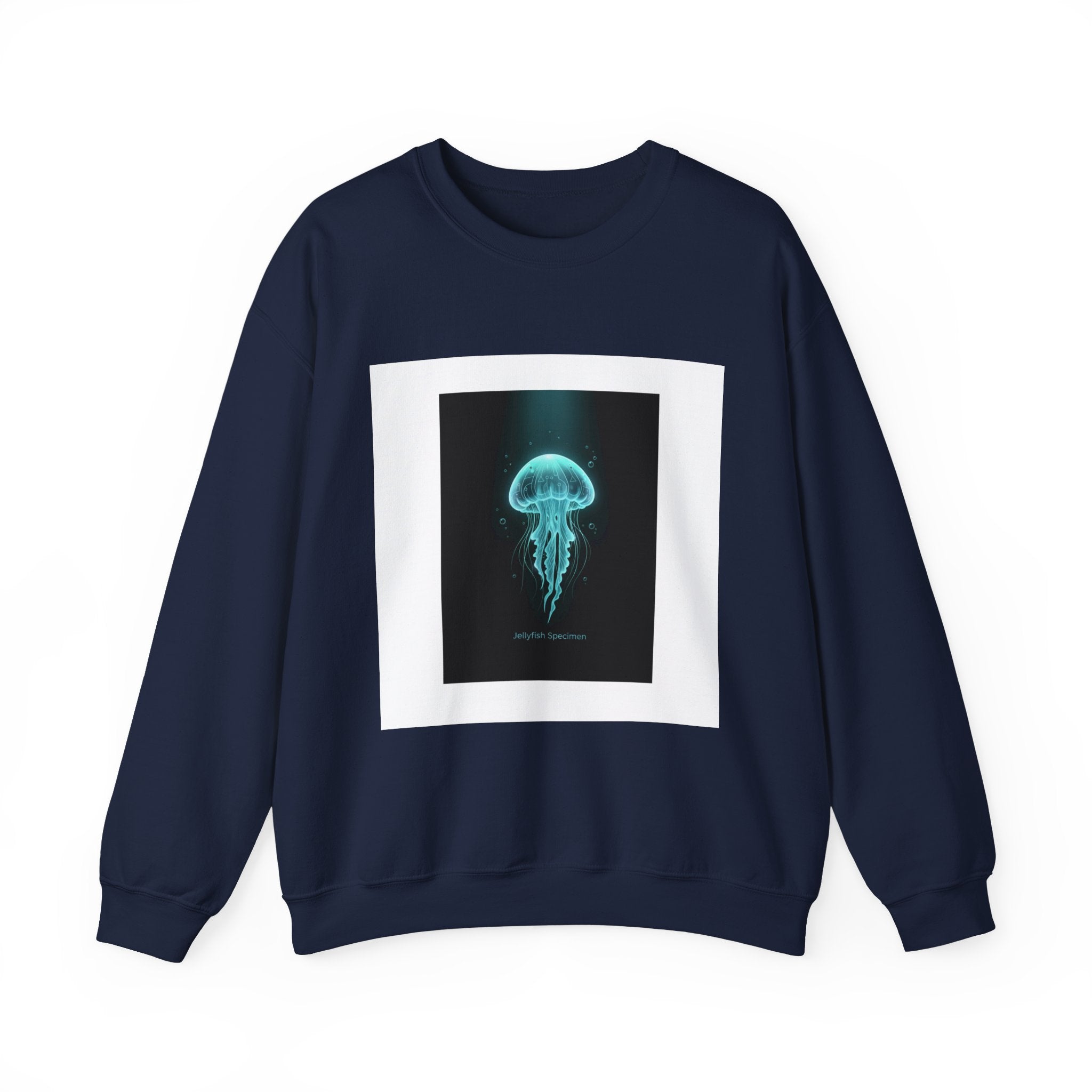 Bioluminescent Jellyfish Crewneck Sweatshirt | neon jelly print, deep-sea aesthetic