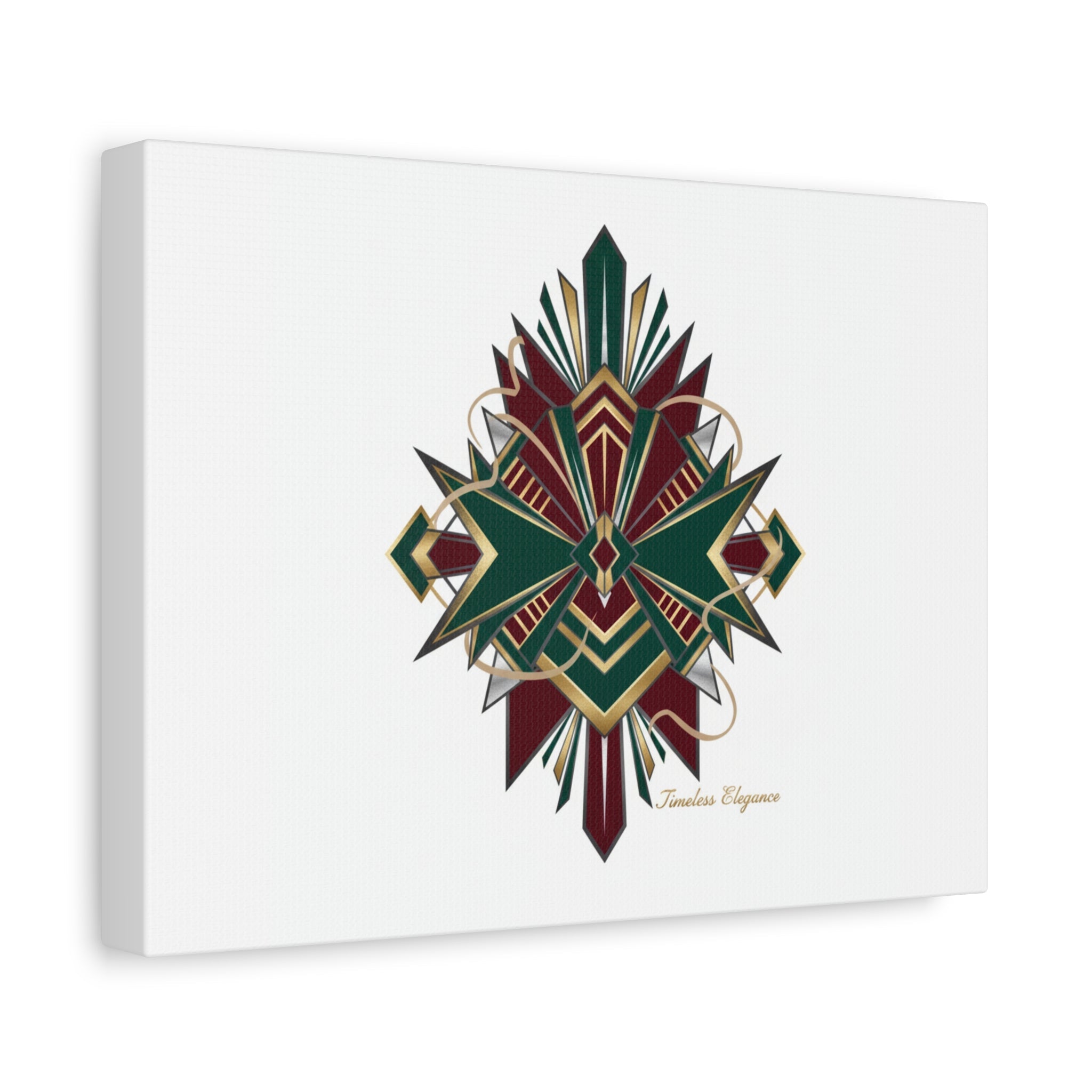 Art Deco geometric brass print Canvas | Neo-Deco chrome & gold fan motif