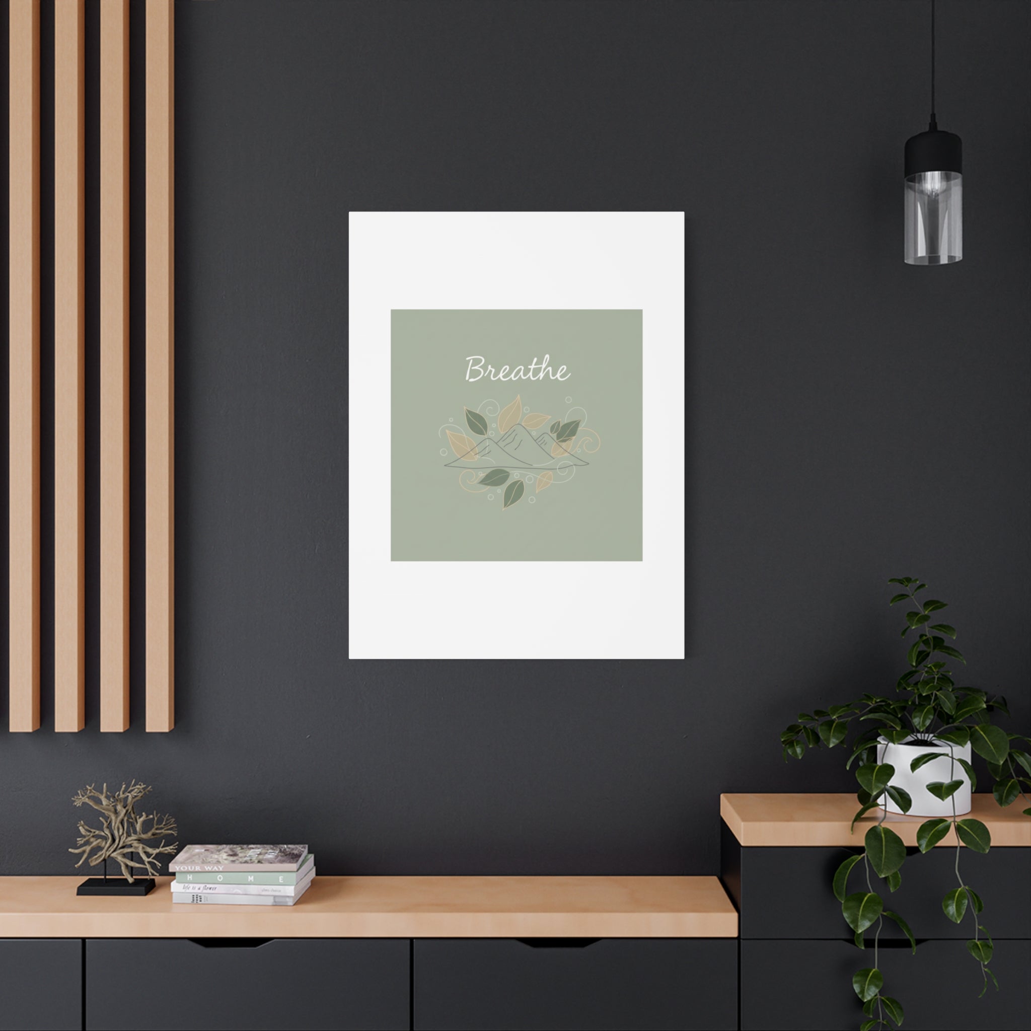 Breathe Mountain Line Canvas | Nature Symbols, Minimal Forest Wall Art