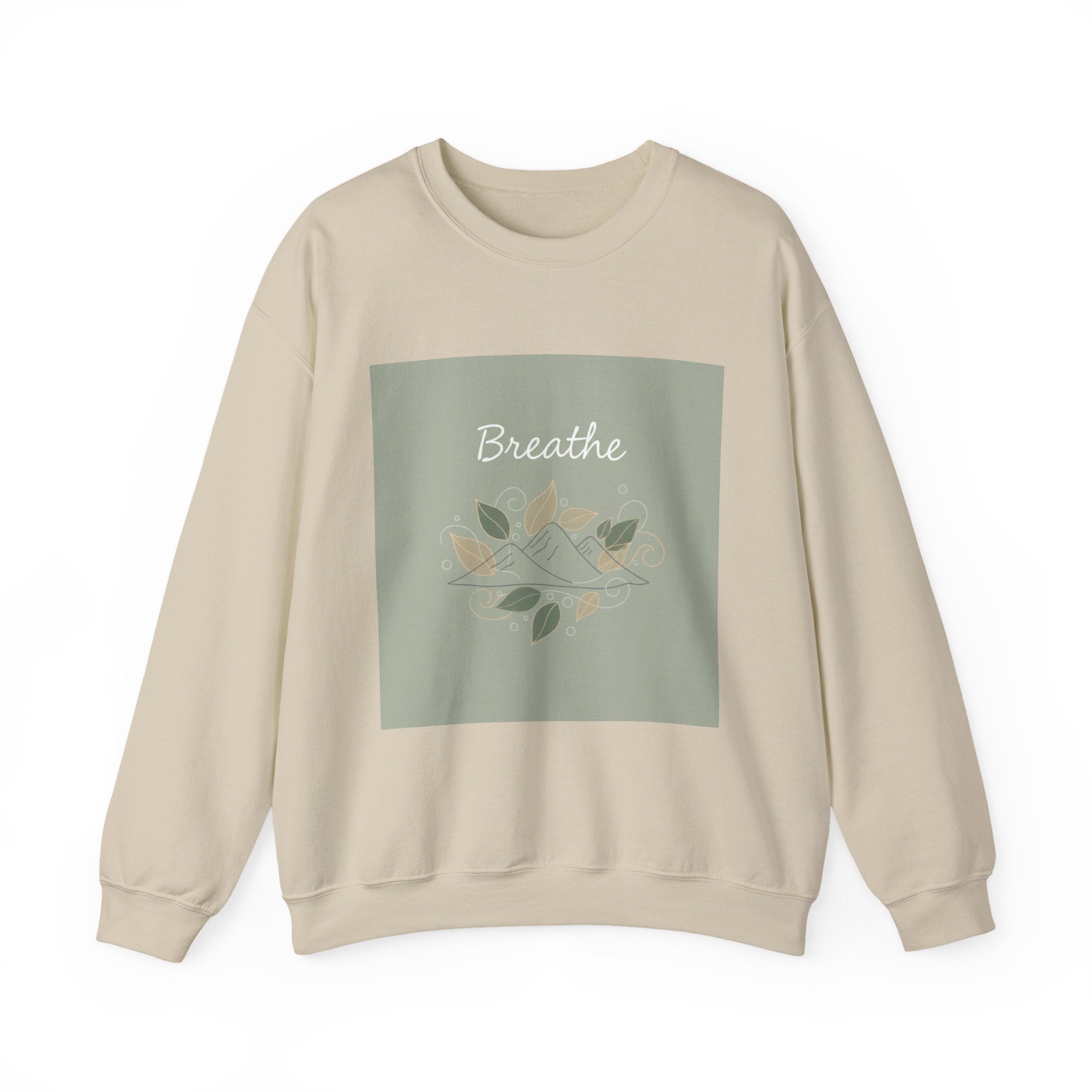 Breathe mountain leaf design Sweatshirt | nature vibes, calming minimal