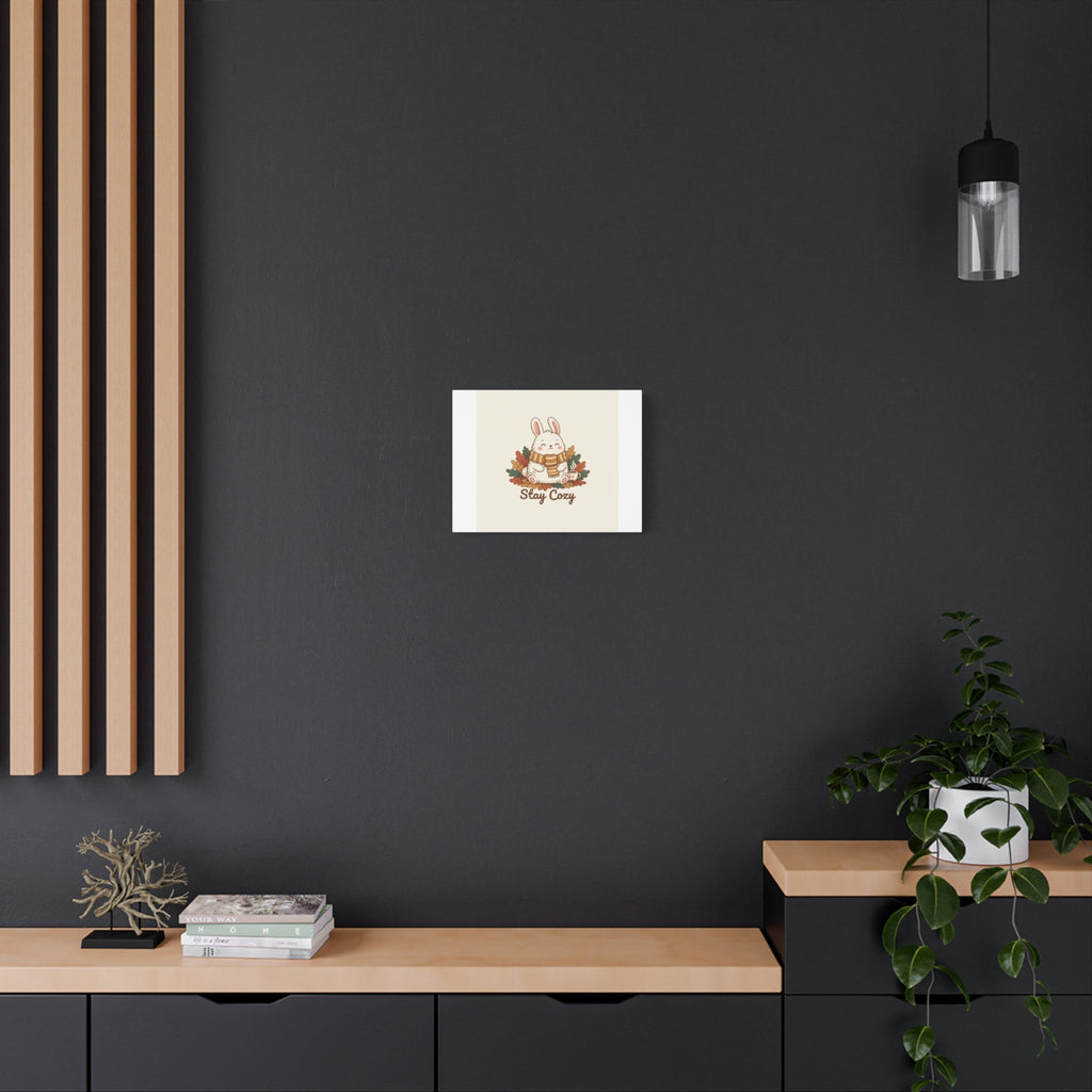 Cozy Bunny Illustration Canvas | Cute Critter Winter Forest Art