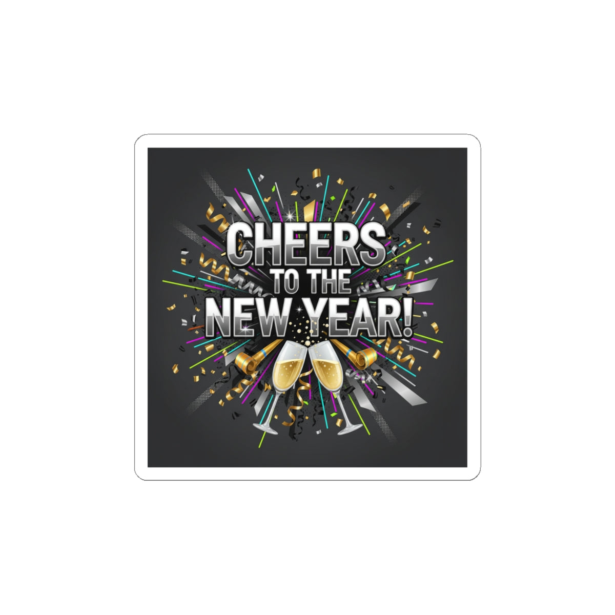 Cheers to the New Year Sticker | NYE countdown, champagne sparkle