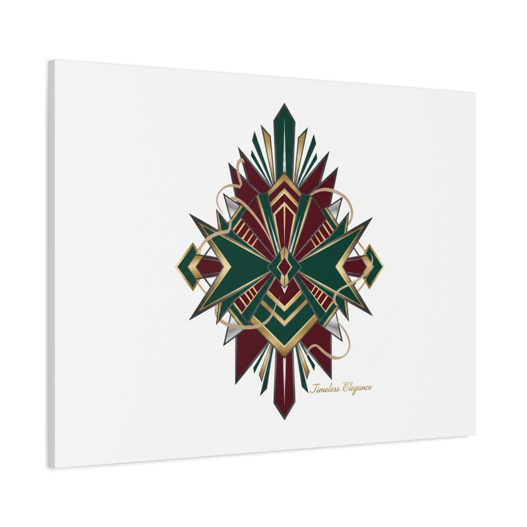 Art Deco geometric brass print Canvas | Neo-Deco chrome & gold fan motif