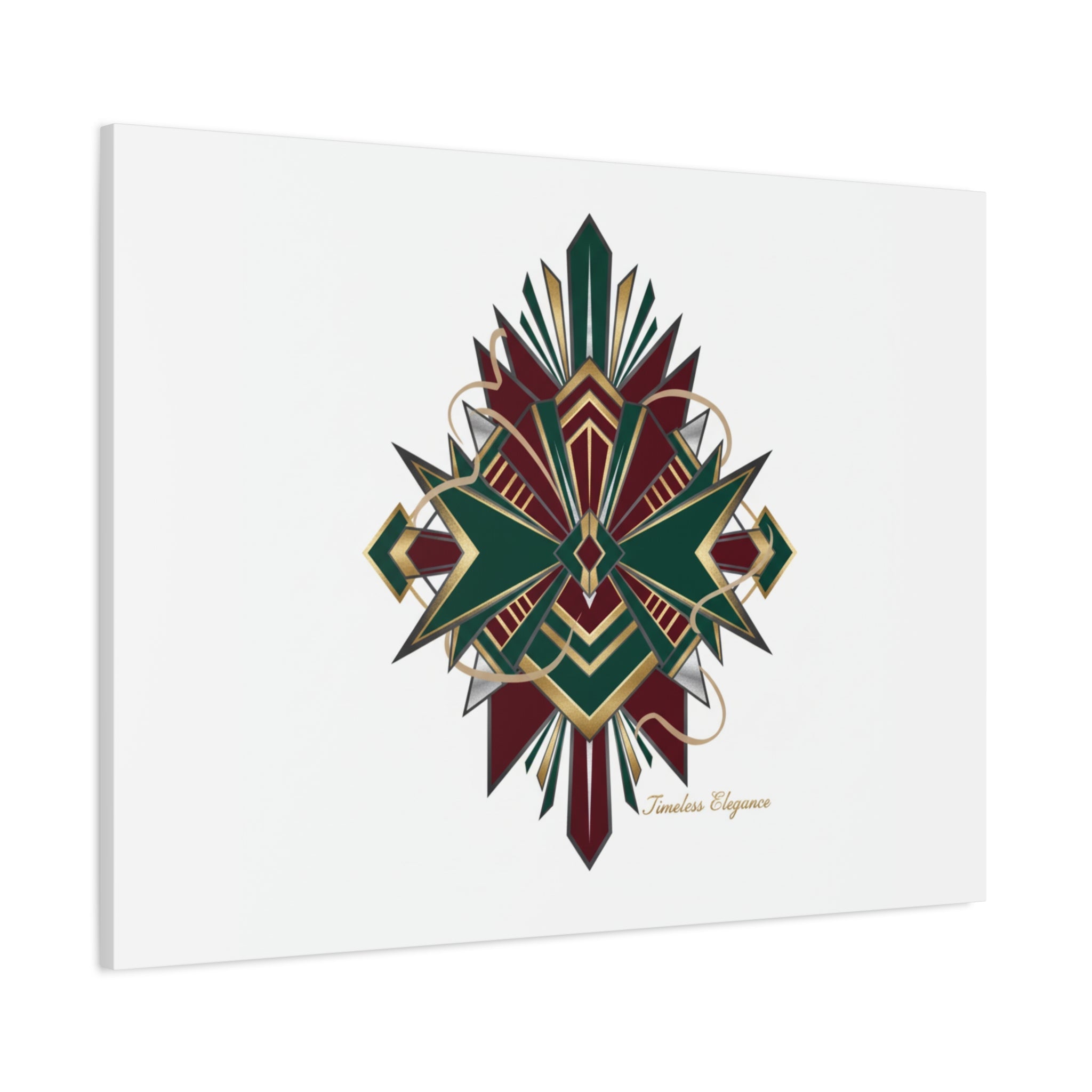 Art Deco geometric brass print Canvas | Neo-Deco chrome & gold fan motif