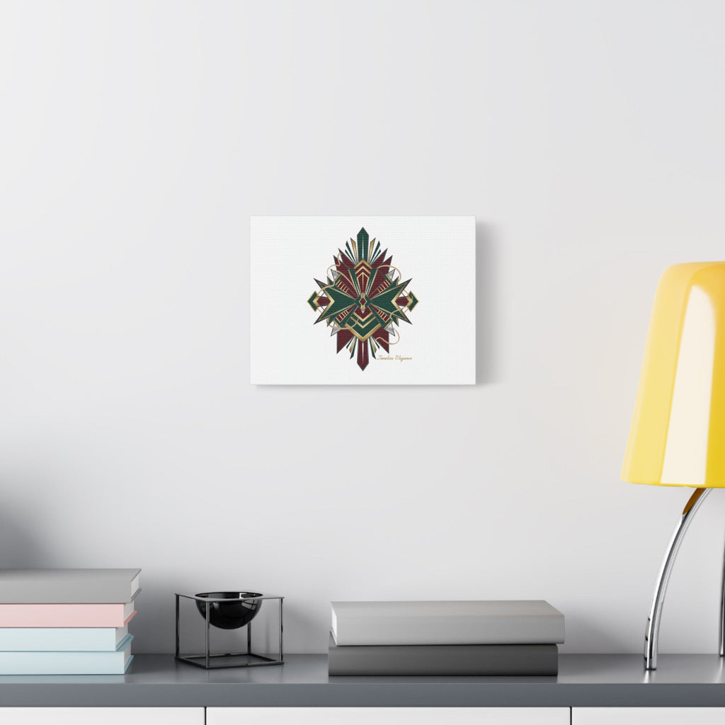 Art Deco geometric brass print Canvas | Neo-Deco chrome & gold fan motif