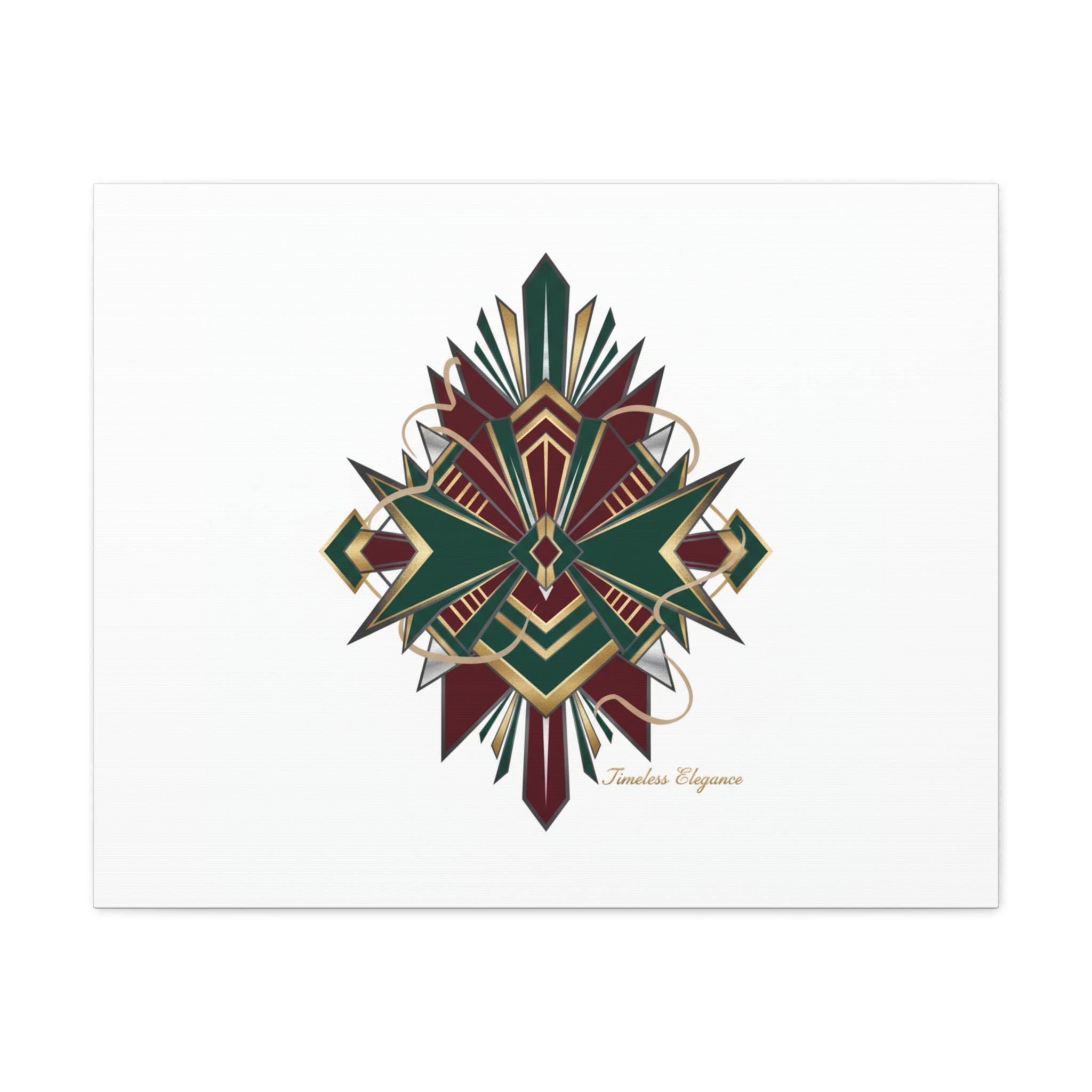 Art Deco geometric brass print Canvas | Neo-Deco chrome & gold fan motif