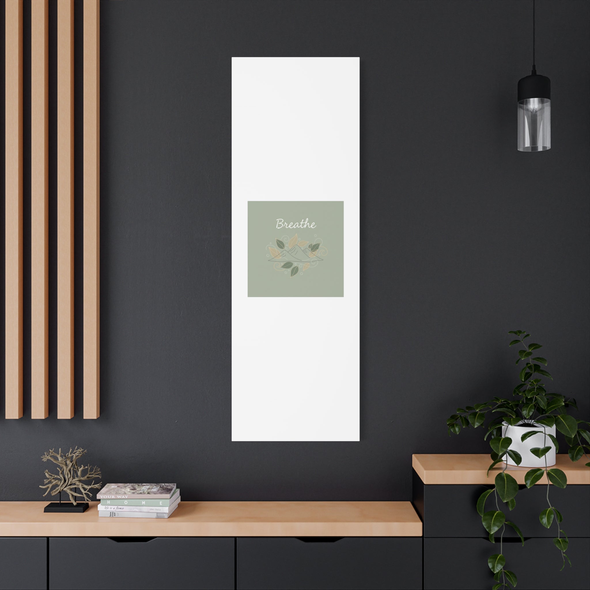 Breathe Mountain Line Canvas | Nature Symbols, Minimal Forest Wall Art