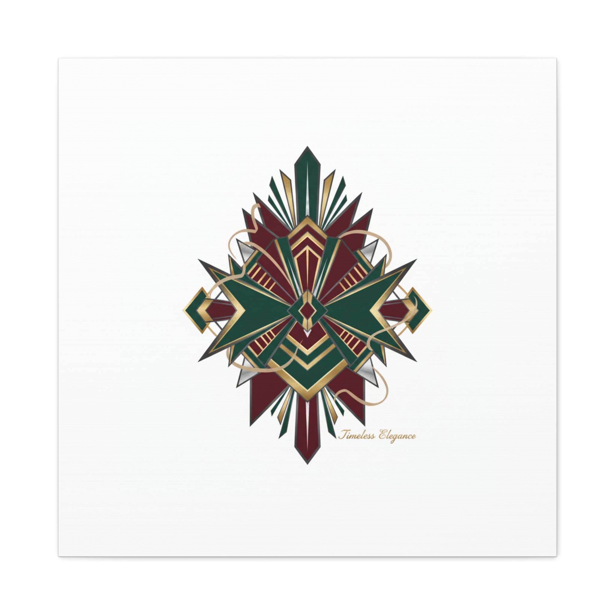 Art Deco geometric brass print Canvas | Neo-Deco chrome & gold fan motif