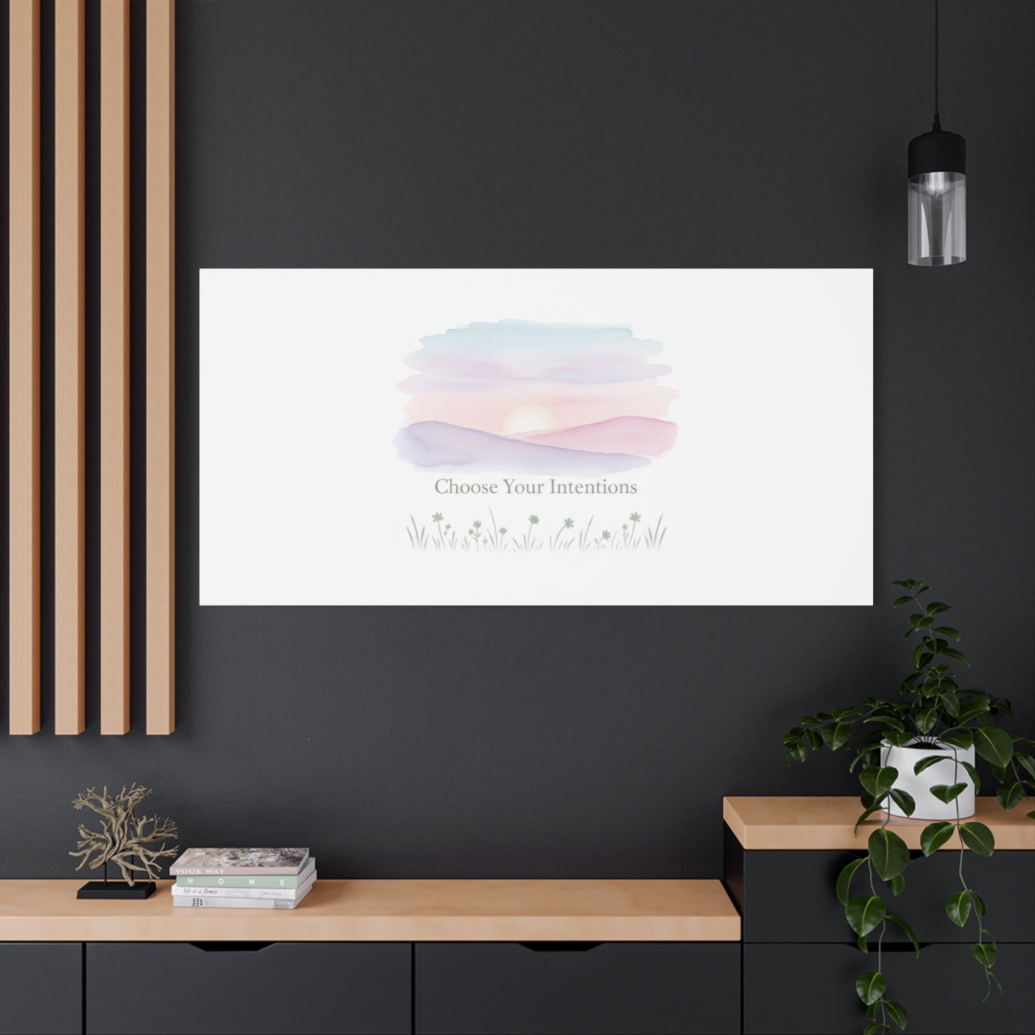 Choose Your Intentions Canvas, soft wellness poster, pastel gradient mindfulness art