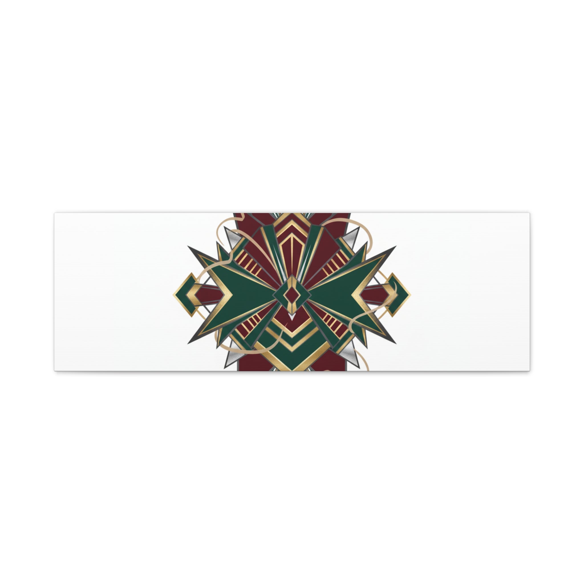 Art Deco geometric brass print Canvas | Neo-Deco chrome & gold fan motif